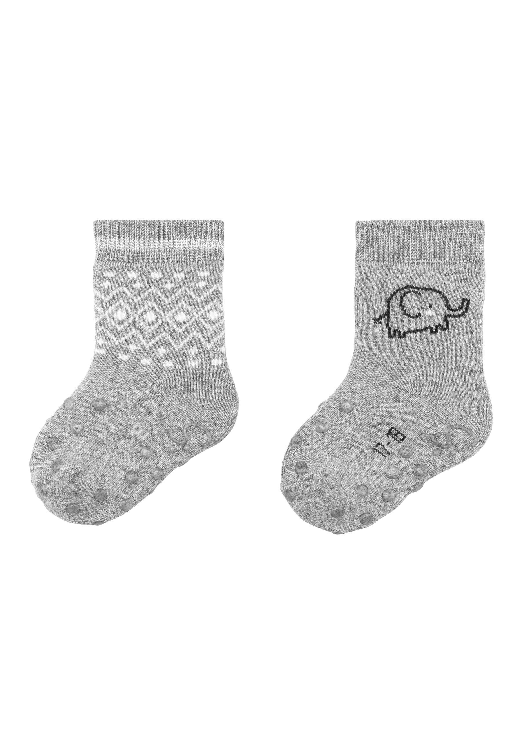 Basicsocken ABS Krabbelsocken Elefant, 2er-Pack