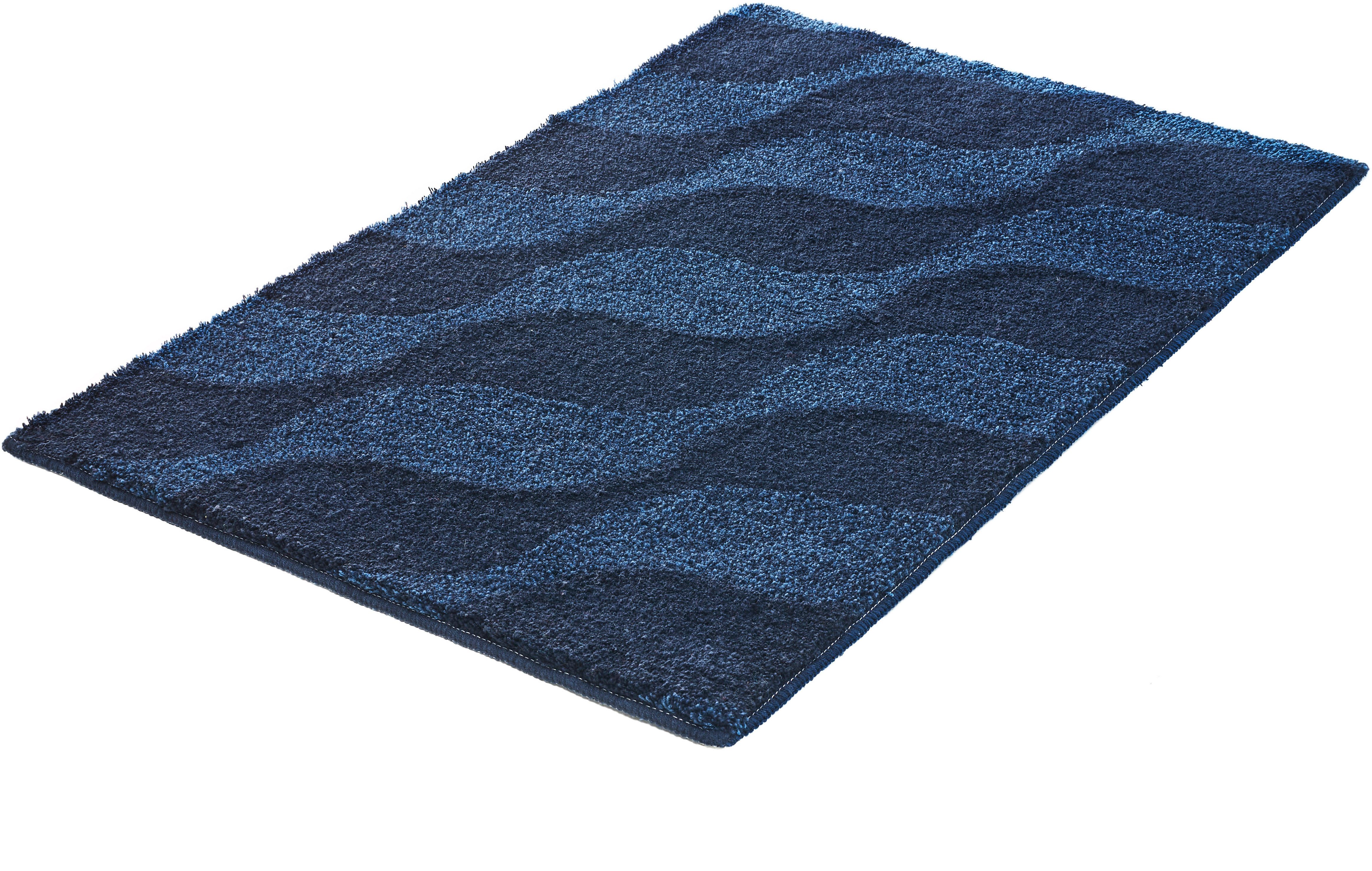 Kleine Wolke Badematte »Onda«, Badvorleger, Badezimmer Teppich, Höhe 15 mm, rutschhemmend beschichtet, fußbodenheizungsgeeignet, Polyacryl, rechteckig, Badteppich, modernes Ton in Ton Wellendesign, flauschig