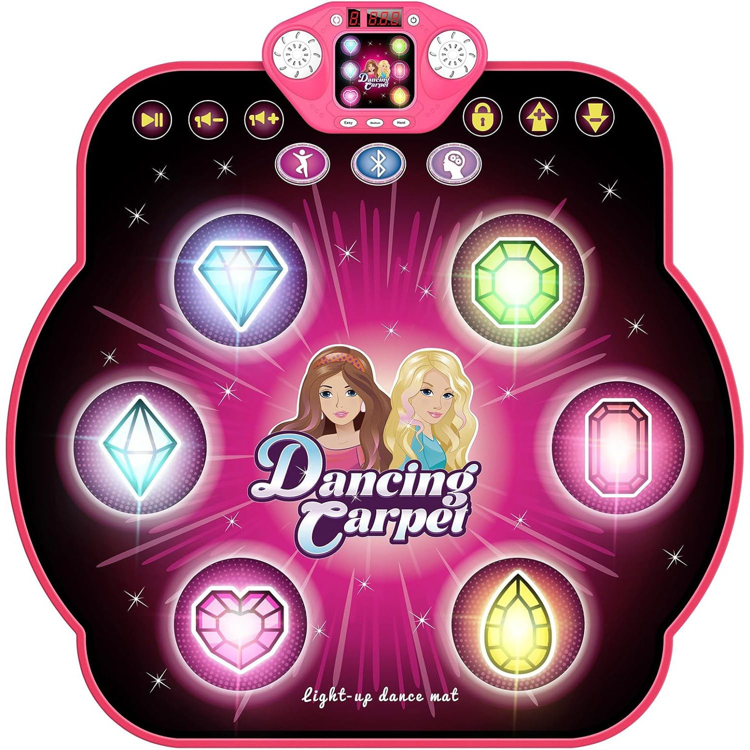 OKWISH Kabellose Musik LED Licht-Tanzpad Interaktive Spielmatte Tanzmatte (mit Bluetooth Verbindung 6/4-Tasten-Modi Anti-Rutsch und Wasserdicht, 1 St., Spielzeug Geschenke für Jungen Madchen Kinder 3-12 Jahre)