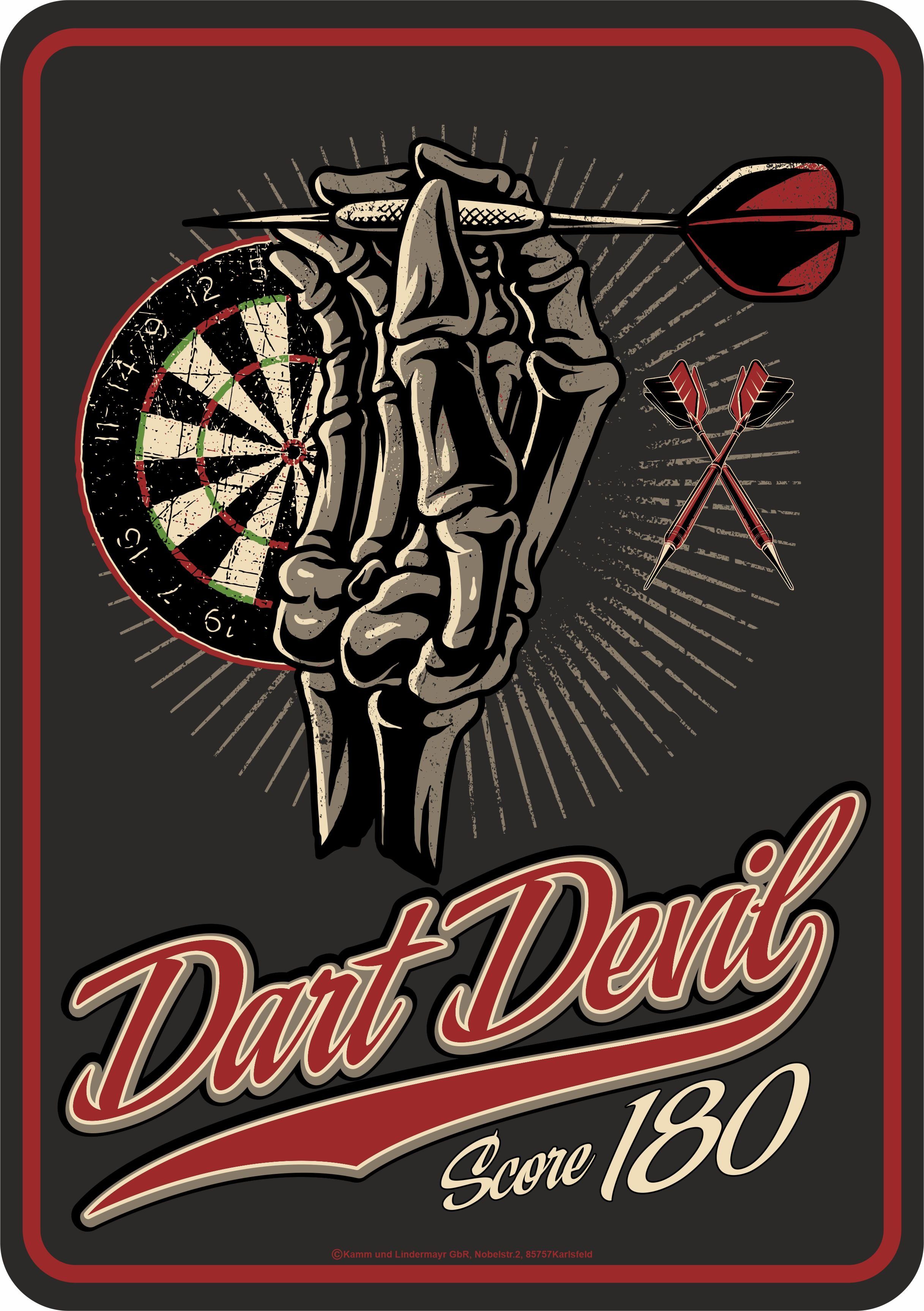 LOBO NEGRO® Metallschild Deko Blechschild als Geschenk für Dartspieler: Dar günstig online kaufen