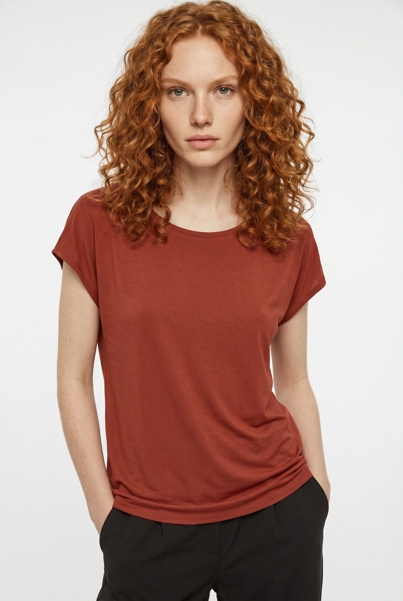 Vero Moda T-Shirt VMAVA PLAIN SS TOP JRS NOOS Materialmix, regular fit