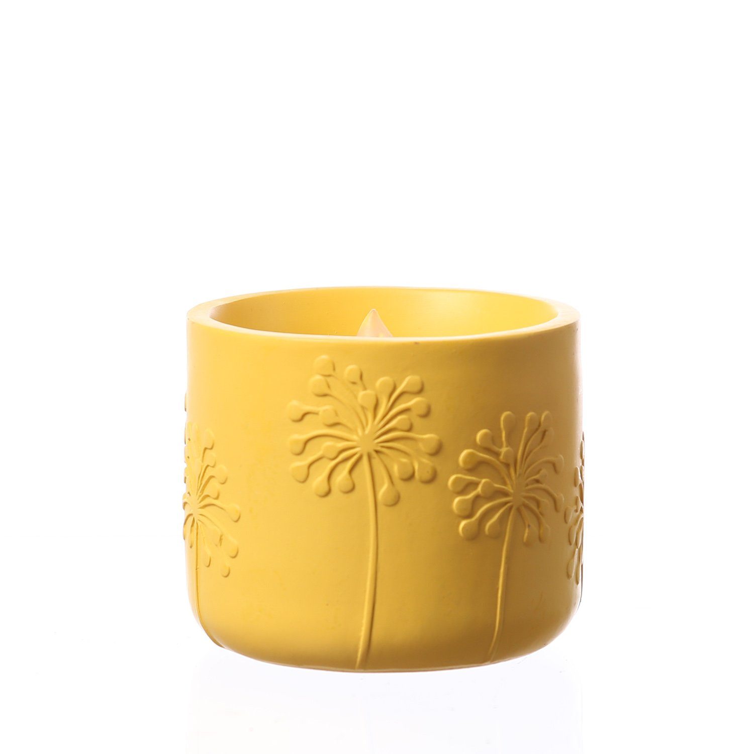 MARELIDA LED-Kerze LED Solar Windlicht Pusteblume Blumenmuster flackernd gelb (1-tlg)