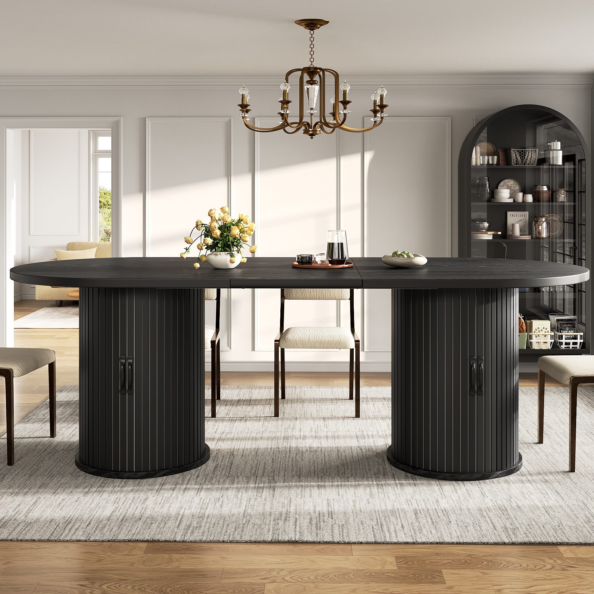 KLAM HOME Esstisch Ausziehbarer Esstisch mit verdecktem Staufach, 149,8‑189,7 cm (Multifunktionaler Küchentisch mit Teleskop‑Mechanismus ohne Werkzeug), Flexibler MDF‑Tisch mit Metallrahmen für Ess‑ und Wohnzimmer
