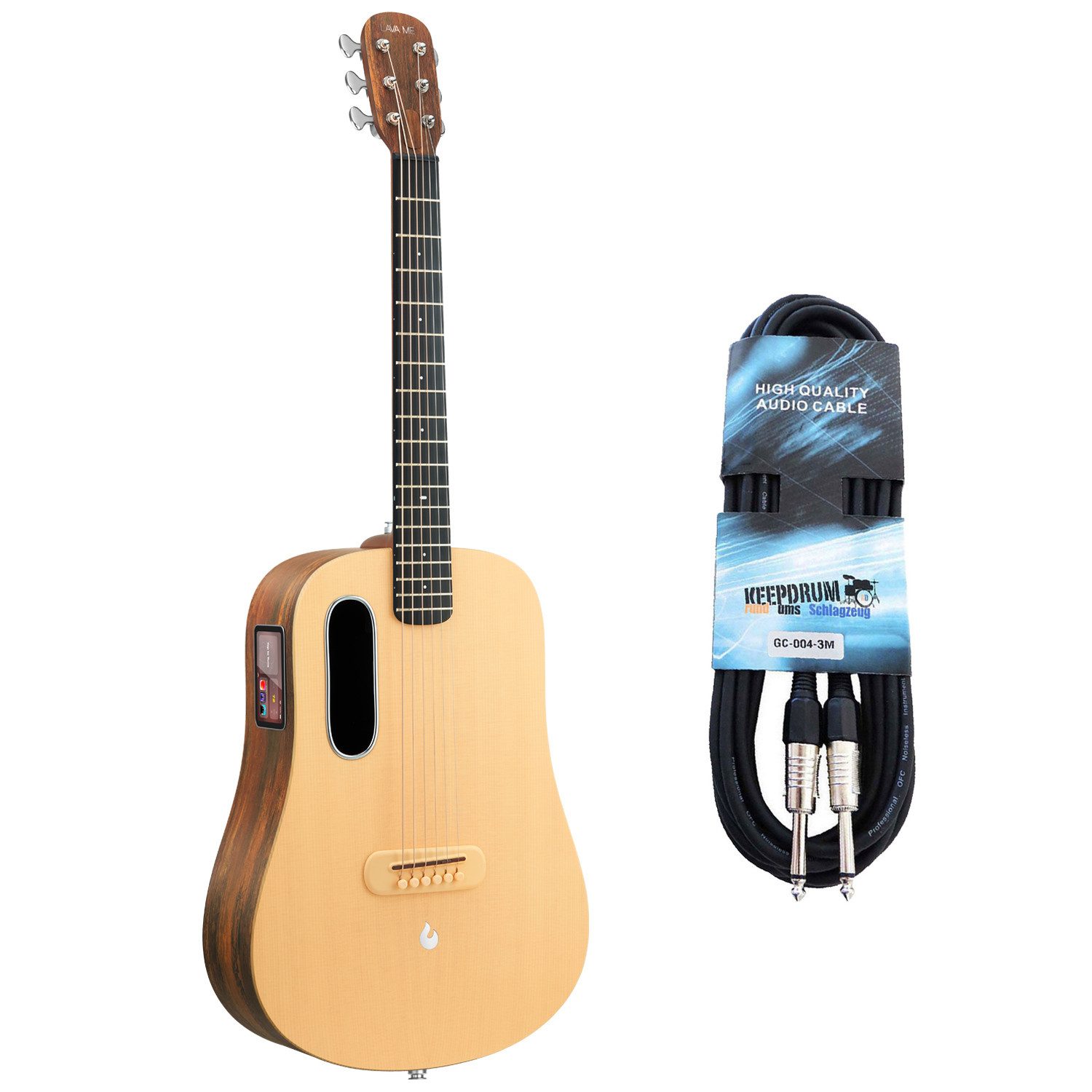 Westerngitarre Lava Music Gitarre ME4 Spruce 36 Zoll Woodgrain Brown mit Kabel