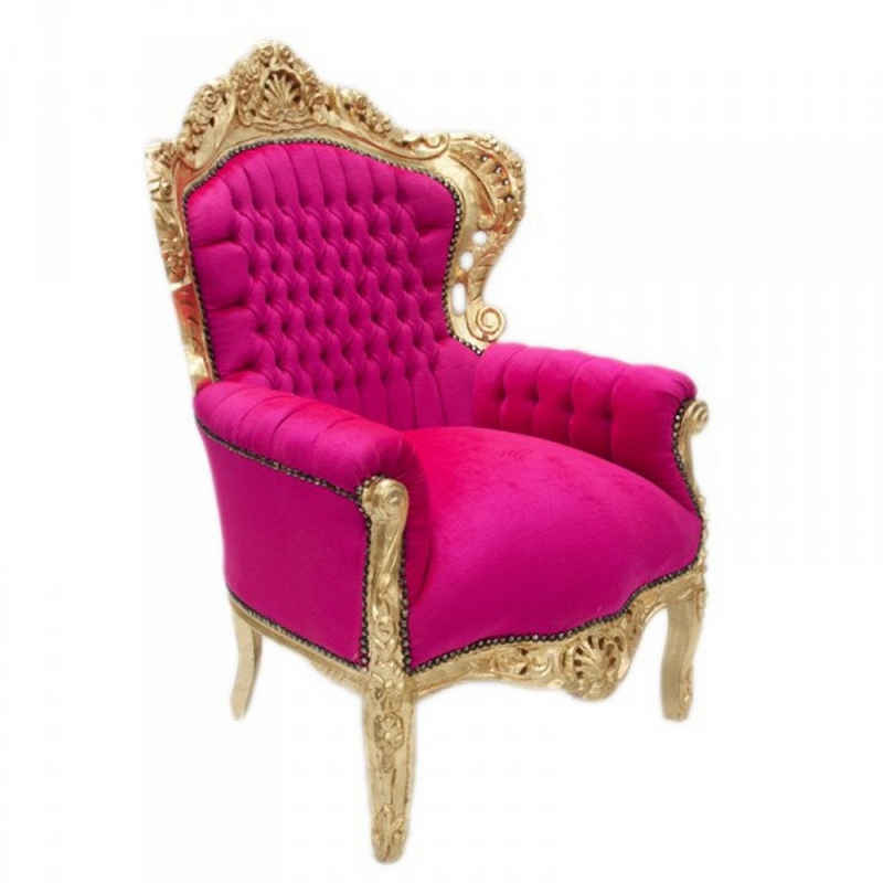 Casa Padrino Sessel Barock Sessel King Pink / Gold 85 x 85 x H. 120 cm - Möbel im Antik Stil
