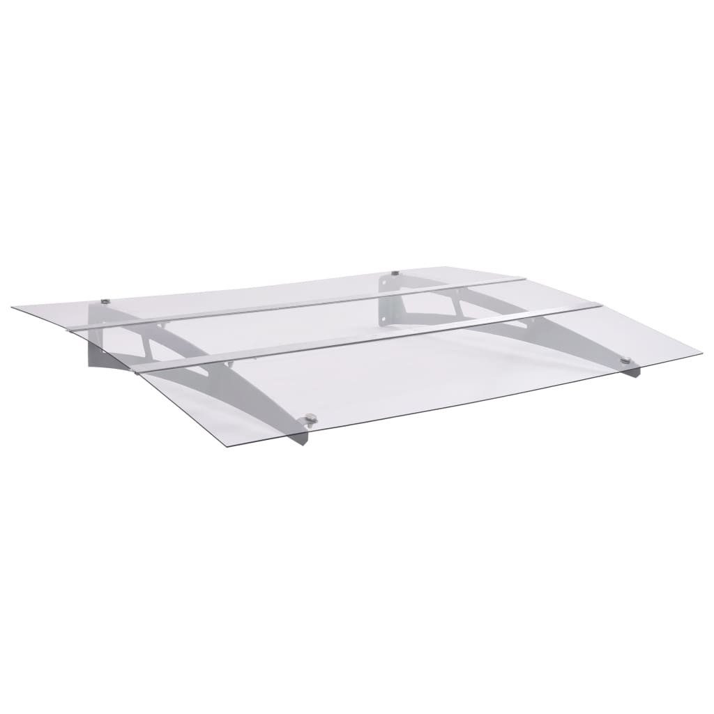 Markise Elegantes Vordach 120 x 90 cm in Silber mit transparenten
