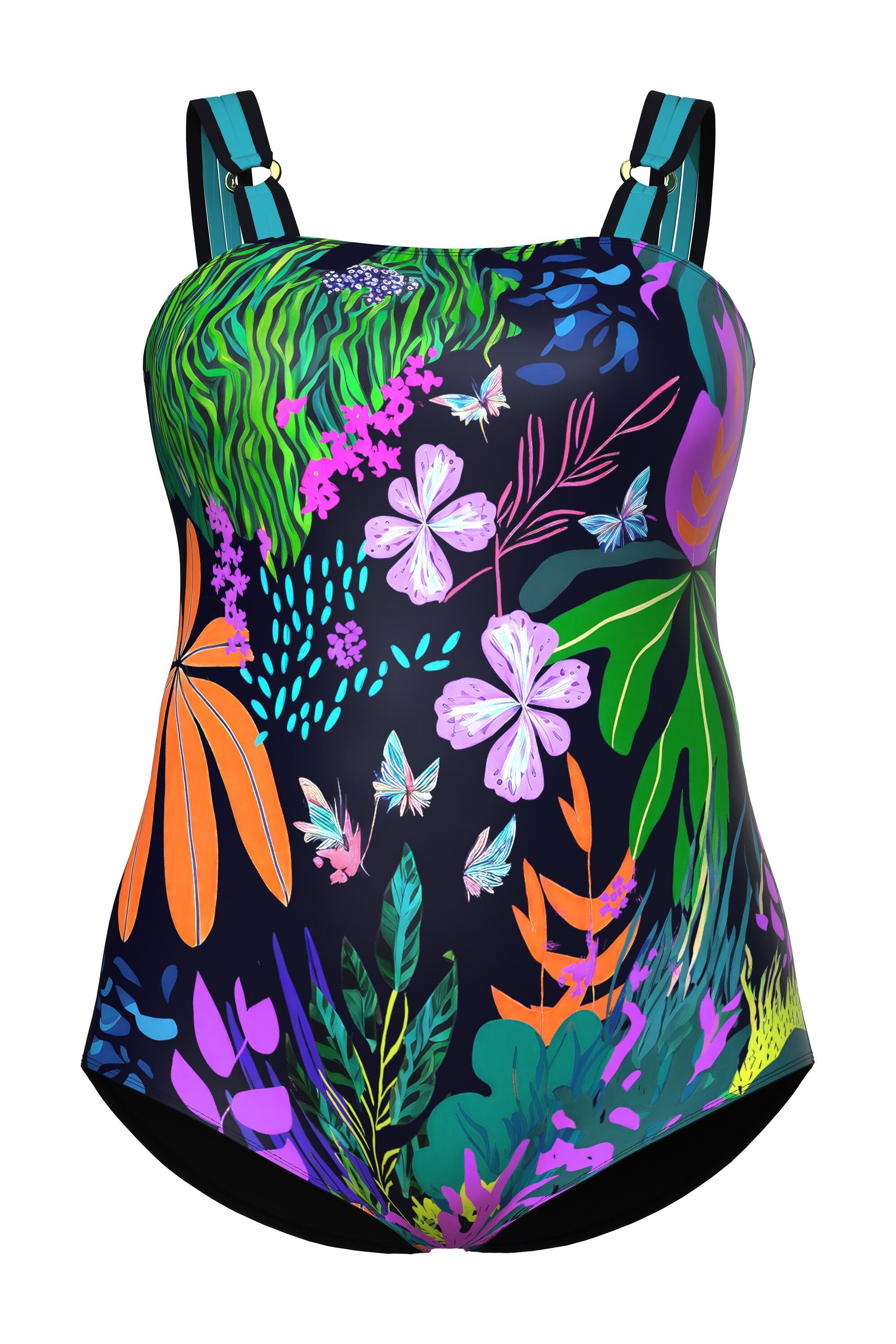 Ulla Popken Badeanzug Badeanzug Blüten 4er-Träger Softcups recycelt günstig online kaufen