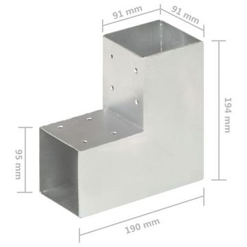 vidaXL Zaunpfosten Pfostenverbinder L-Form Verzinktes Metall 91 x 91 mm, (1-St)