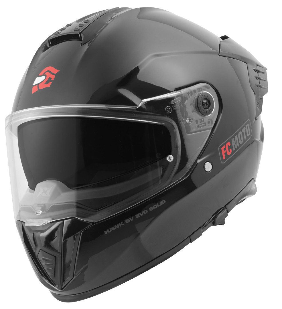 FC-Moto Motorradhelm Hawk EVO Solid Helm, vorbereitet für Kommunikationssystem,vorbereitet für Pinlockschei