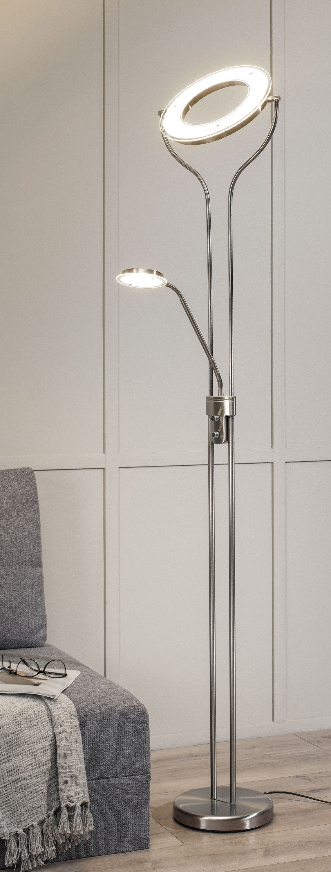 casa NOVA Stehlampe casa NOVA LED-Fluter SEATTLE II DH 30x180 cm silber, Warmweiß – Bild 2 von 2