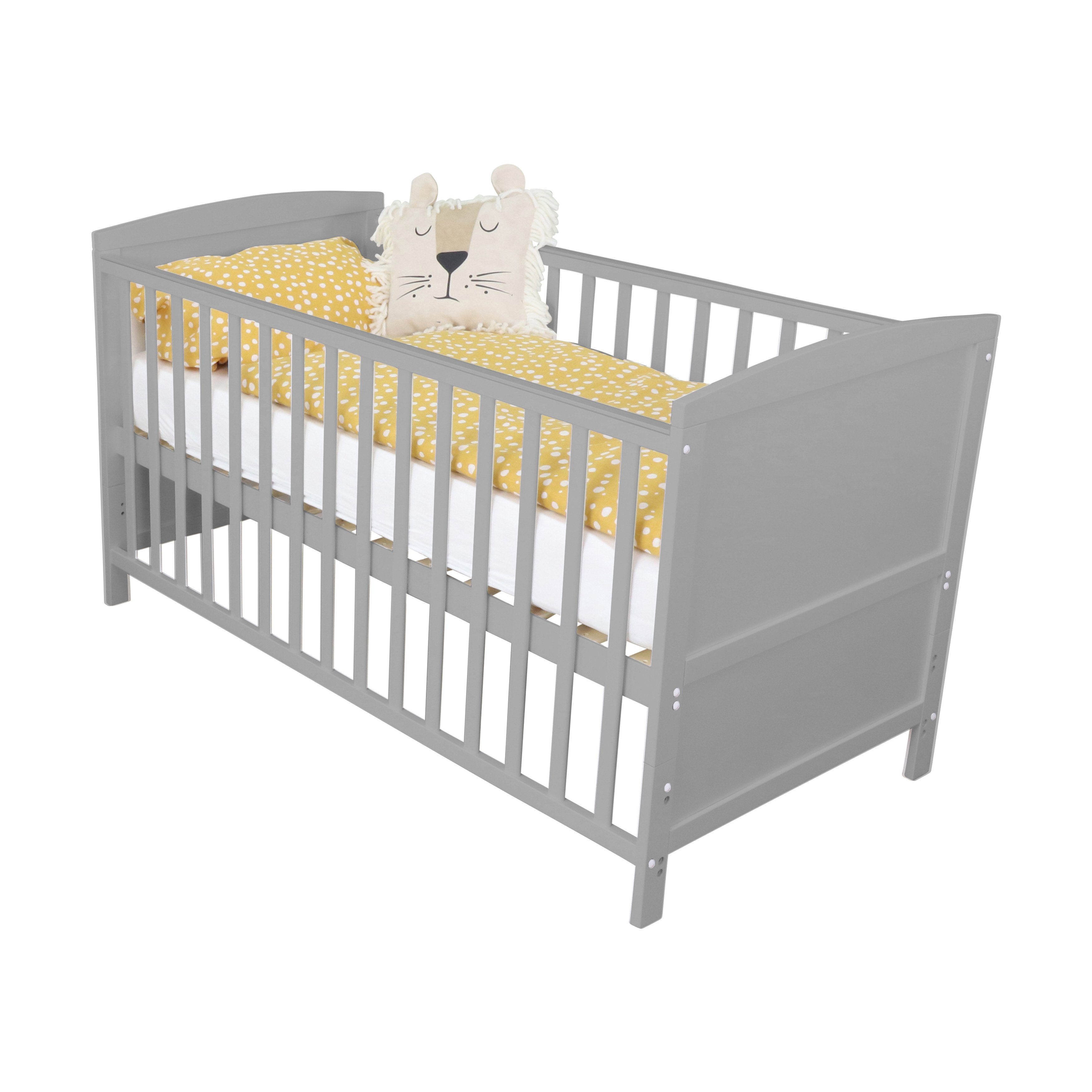 Puckdaddy GmbH Babybett Mika (140x70cm) in Grau, umbaubar zum Juniorbett