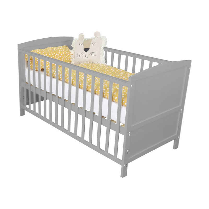 Puckdaddy GmbH Babybett Mika (140x70cm) in Grau, umbaubar zum Juniorbett