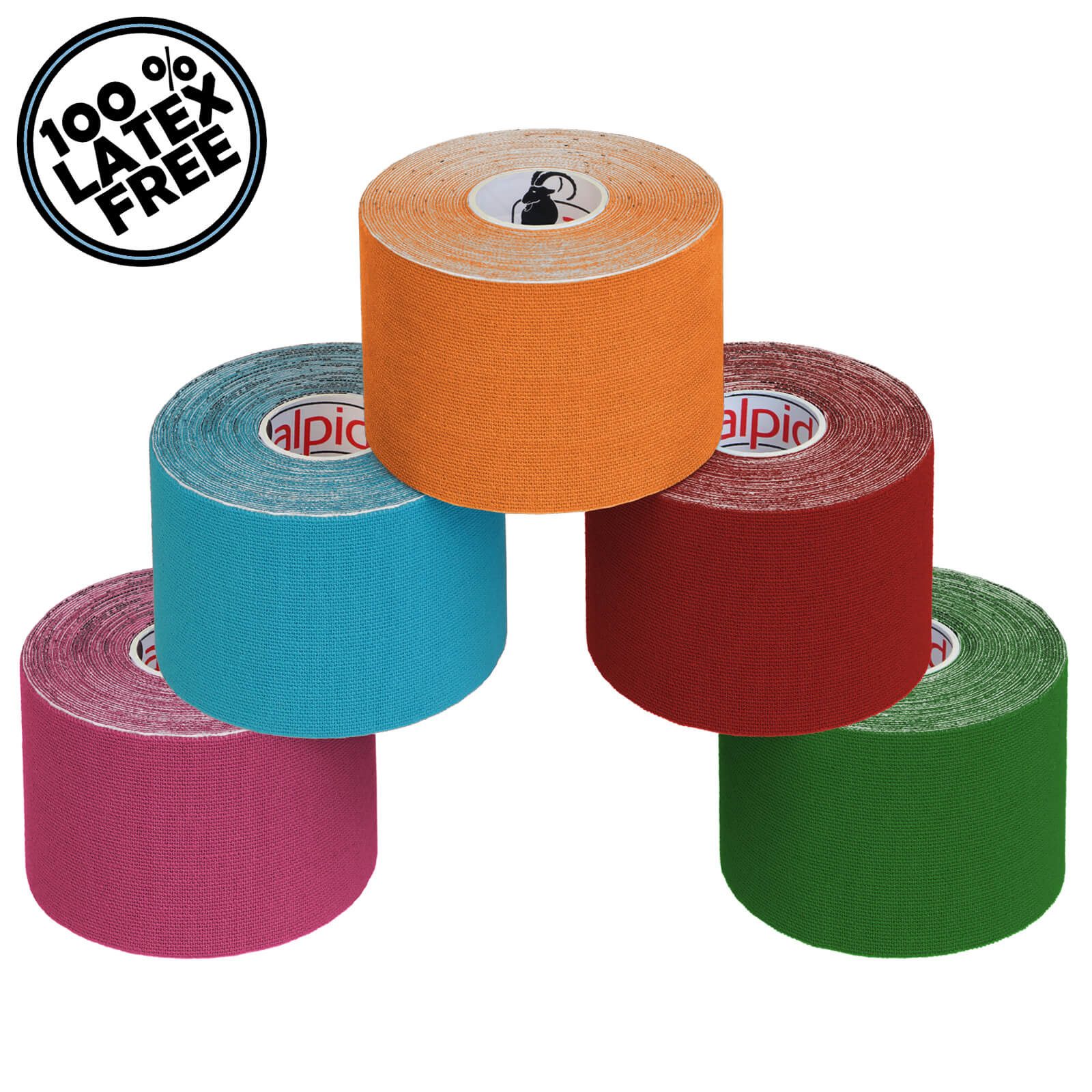 ALPIDEX Kinesiologie-Tape ALPIDEX 5 Rollen Kinesiologie Tape 5 m x 5 cm in verschiedenen Farben