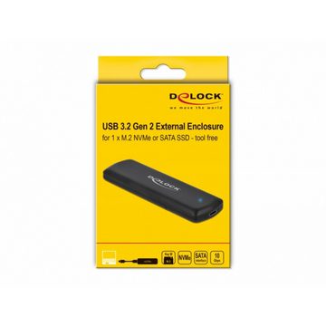 Delock PC-Gehäuse Externes USB Type-C Combo Gehäuse für M.2 NVMe PCIe oder SATA SSD