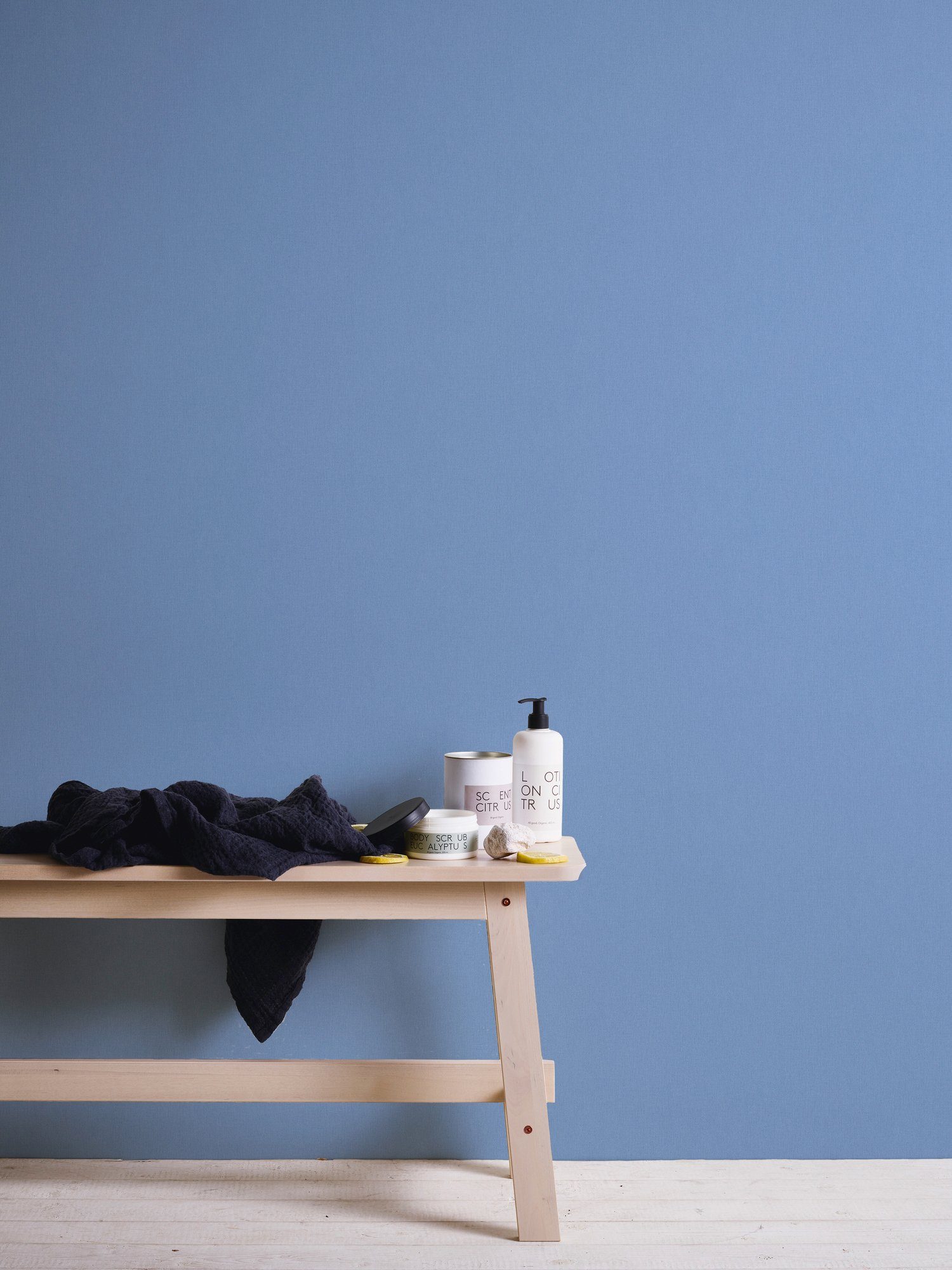Impression, einfarbig, Vliestapete Paper unifarben, glatt, blau Uni Tapete Floral Architects