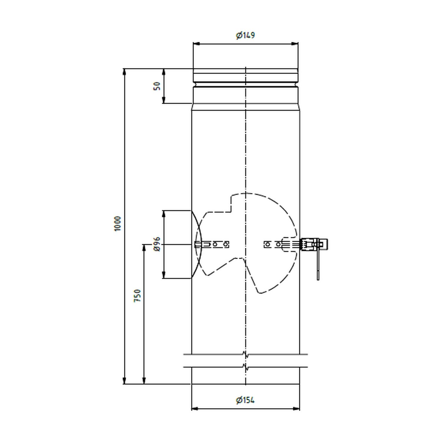 Raik Ofenrohr Raik Längenelement 150x1000x2,00mm, mit DKL grau für Ofenrohr, Längenelement