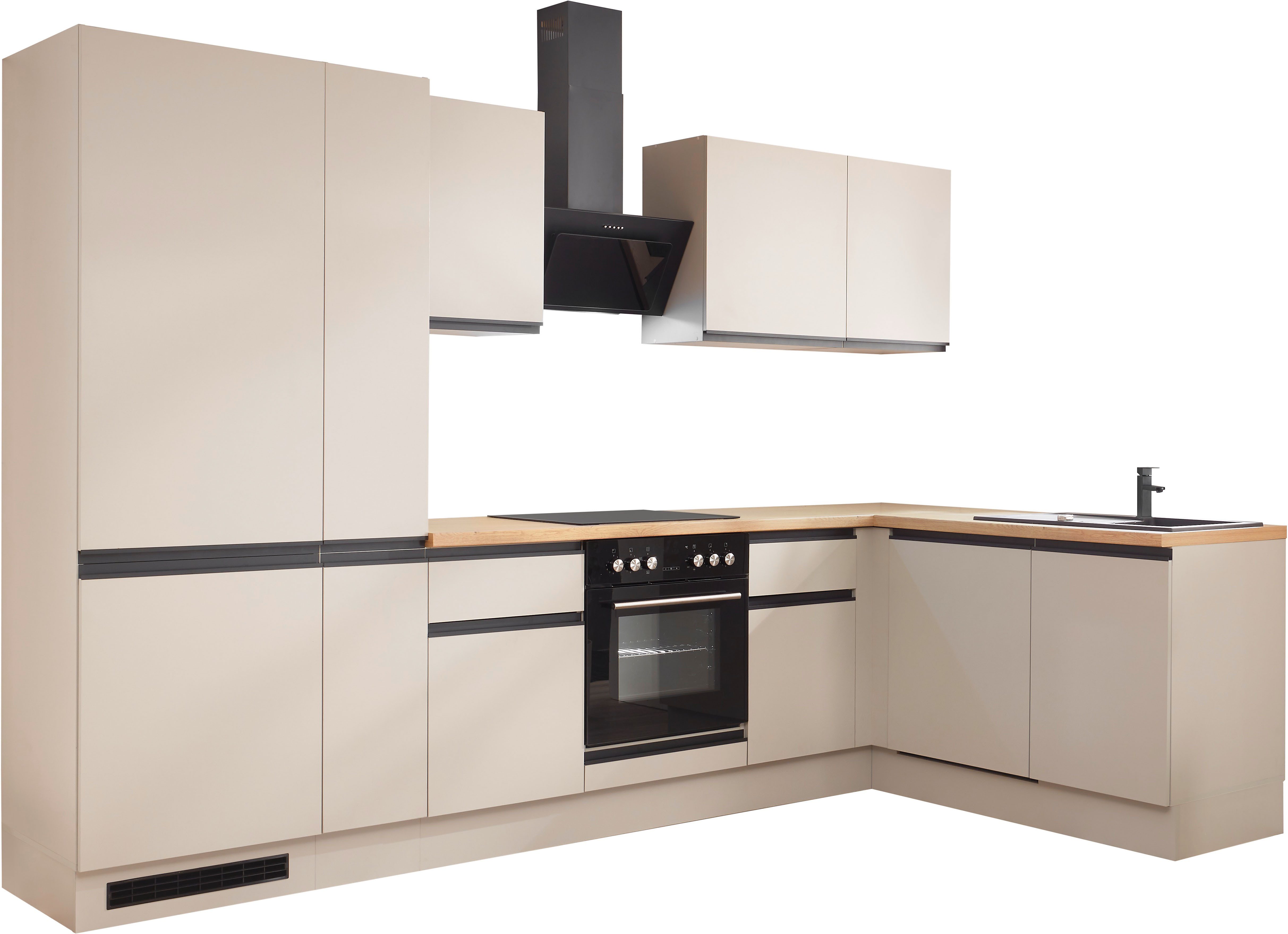 BASIC by Balculina Winkelküche Nizza B/H/T 310x211x60 cm, Breite 310 cm, wahlweise mit E-Geräten und Induktionskochfeld
