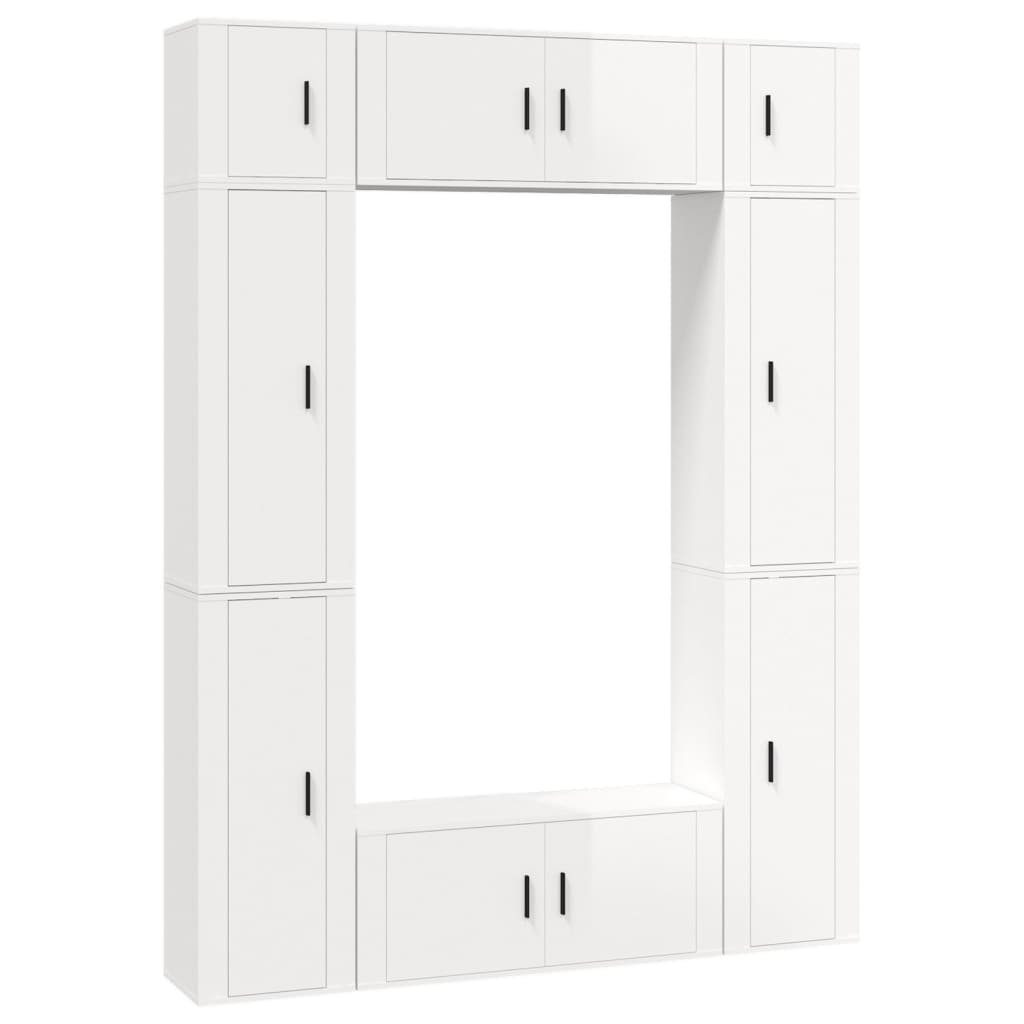 Vidaxl 8-tlg. Tv-schrank-set Hochglanz-weiß Holzwerkstoff günstig online kaufen