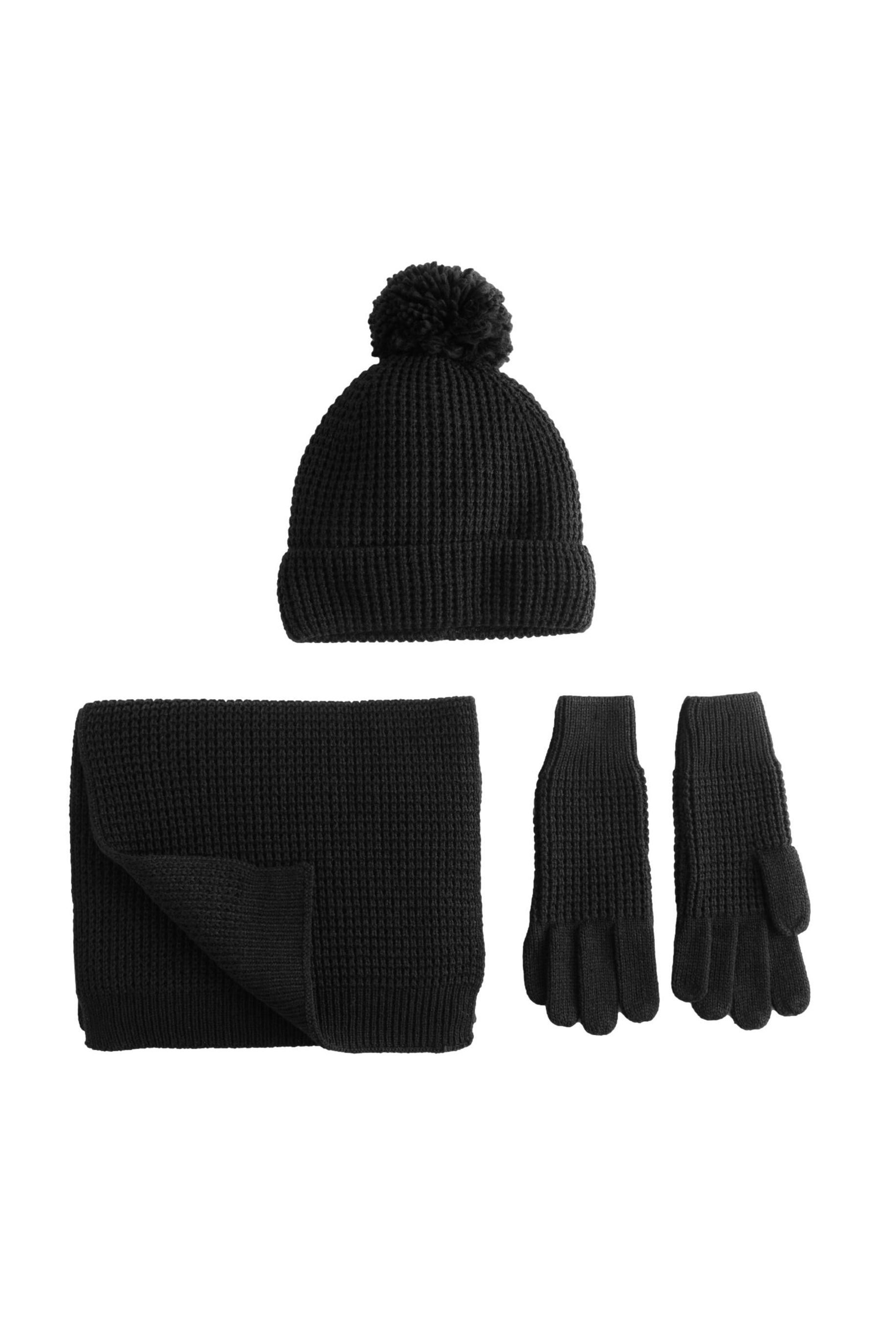 Bommelmütze Bommelmütze, Schal und Handschuhe im 3er Set