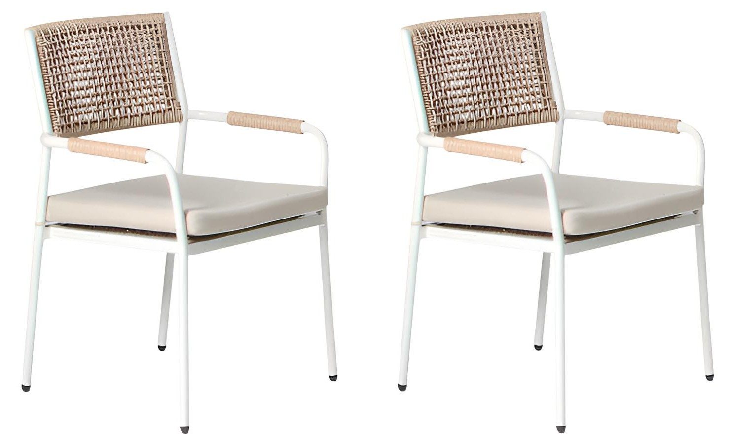 Xlmoebel Gartenlounge-Set Beige Garten-Sessel im modernen Design – 2er Set, (2er Set, 2-tlg., 2er Set), Made in Europa