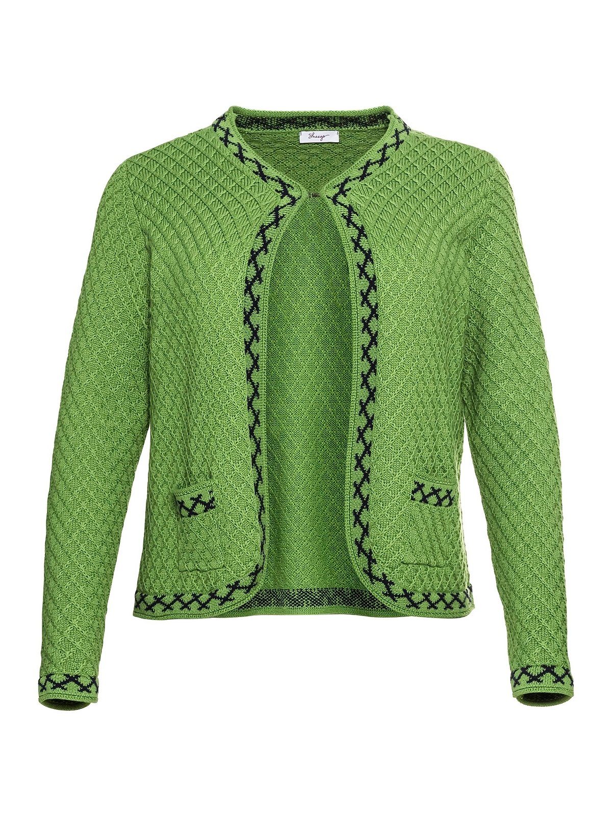 Sheego Strickjacke Große Größen im mit Zierborte grün Trachten-Look