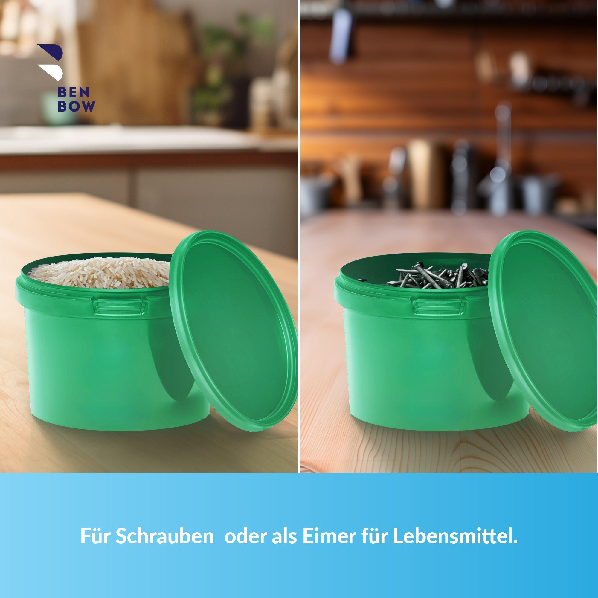 BENBOW Putzeimer Eimer mit 1-tlg., 0.5L) (Grün, deckel