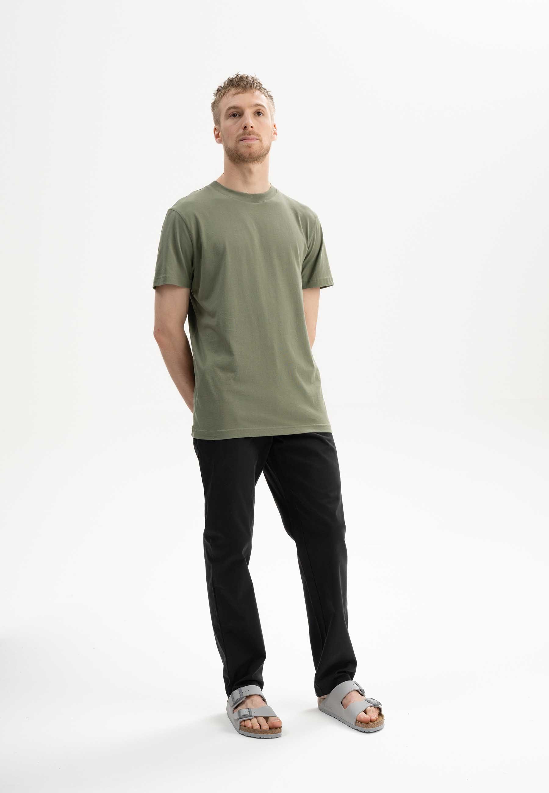 MELA Kurzarmshirt T-Shirt Style AVAN Fein gerippter Kragen