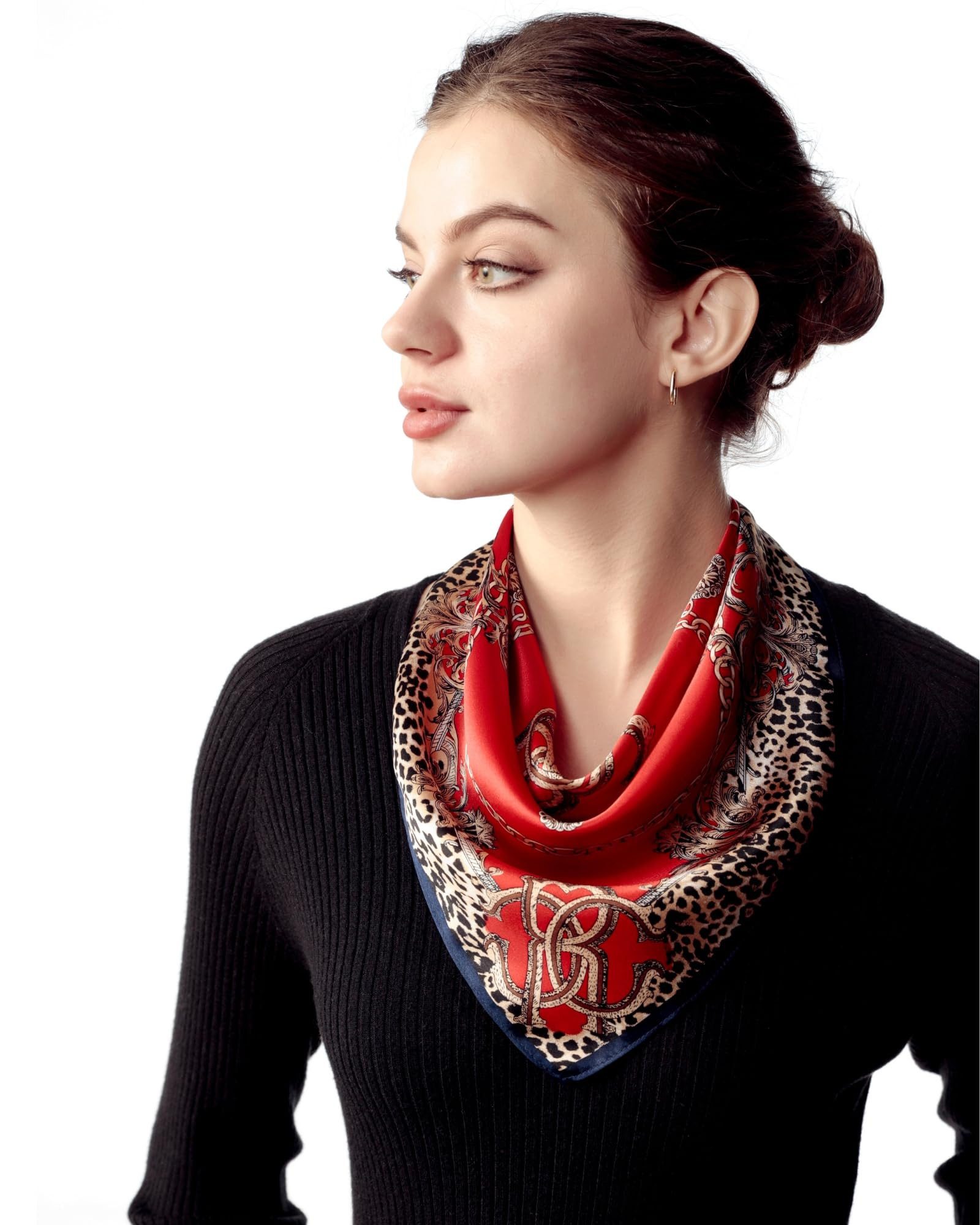 FOUORTUNATE-BEE Nickituch Quadratisches Nickituch Damen, Elegantes Nickituch als Damen Schal und Accessoire