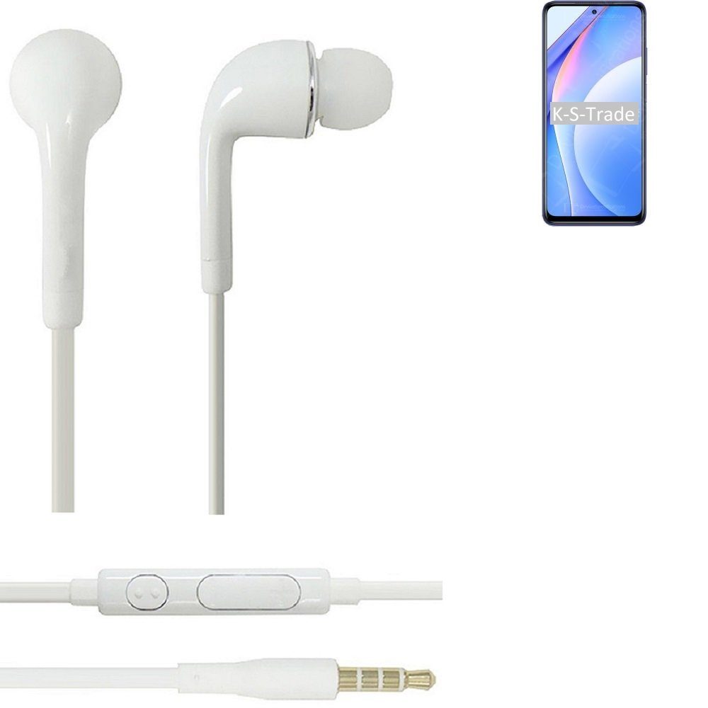 K-S-Trade für Xiaomi Mi 10T Lite In-Ear-Kopfhörer (Kopfhörer Headset mit Mikrofon u Lautstärkeregler weiß 3,5mm)