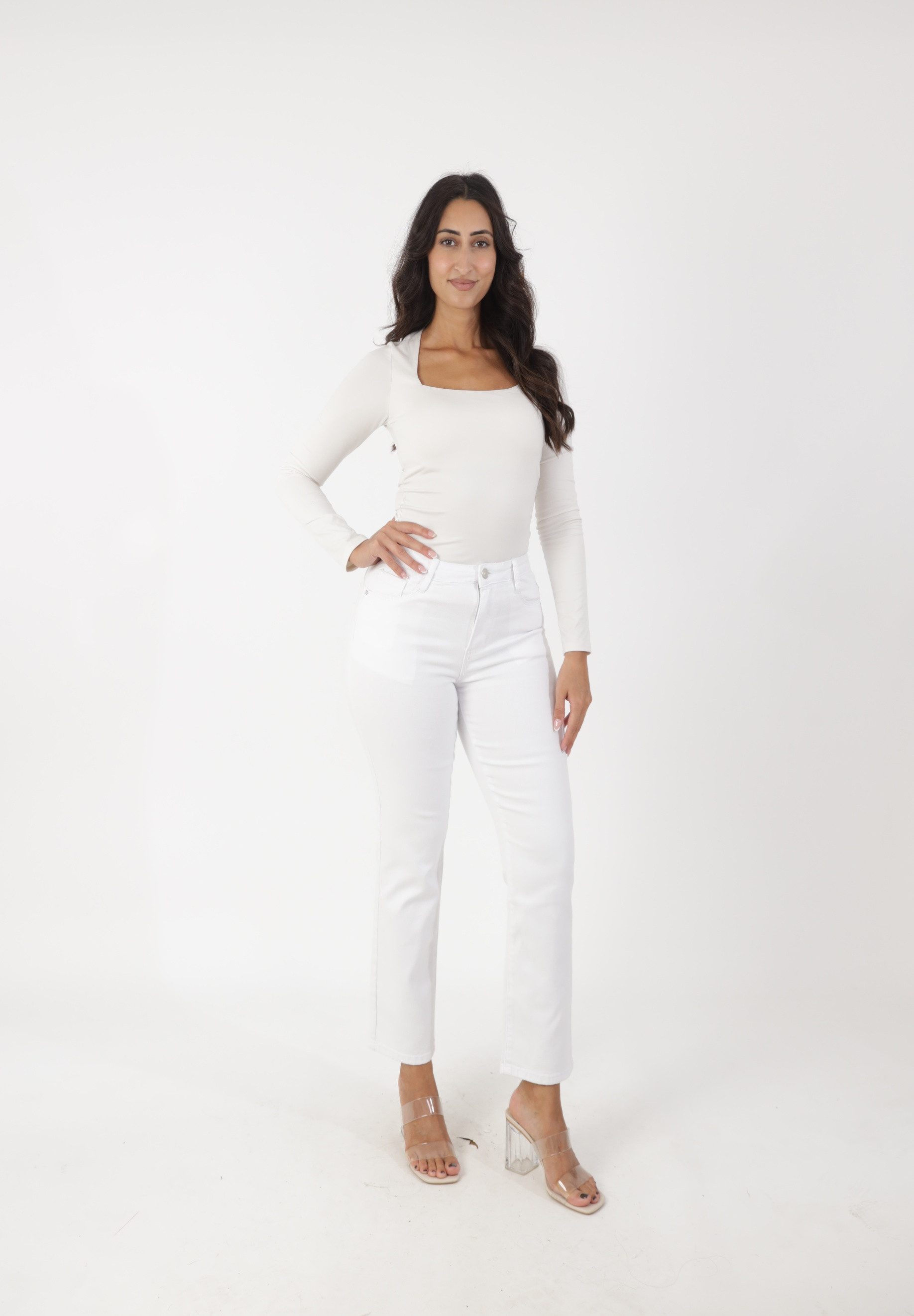Elara Stoffhose Damen Bootcut Jeans mit Stretchanteil & ausgestelltem Bein