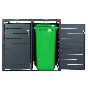 Zelsius Mülltonnenbox Mülltonnenbox für drei Mülltonnen, Anthrazit RAL 7016 (Set)