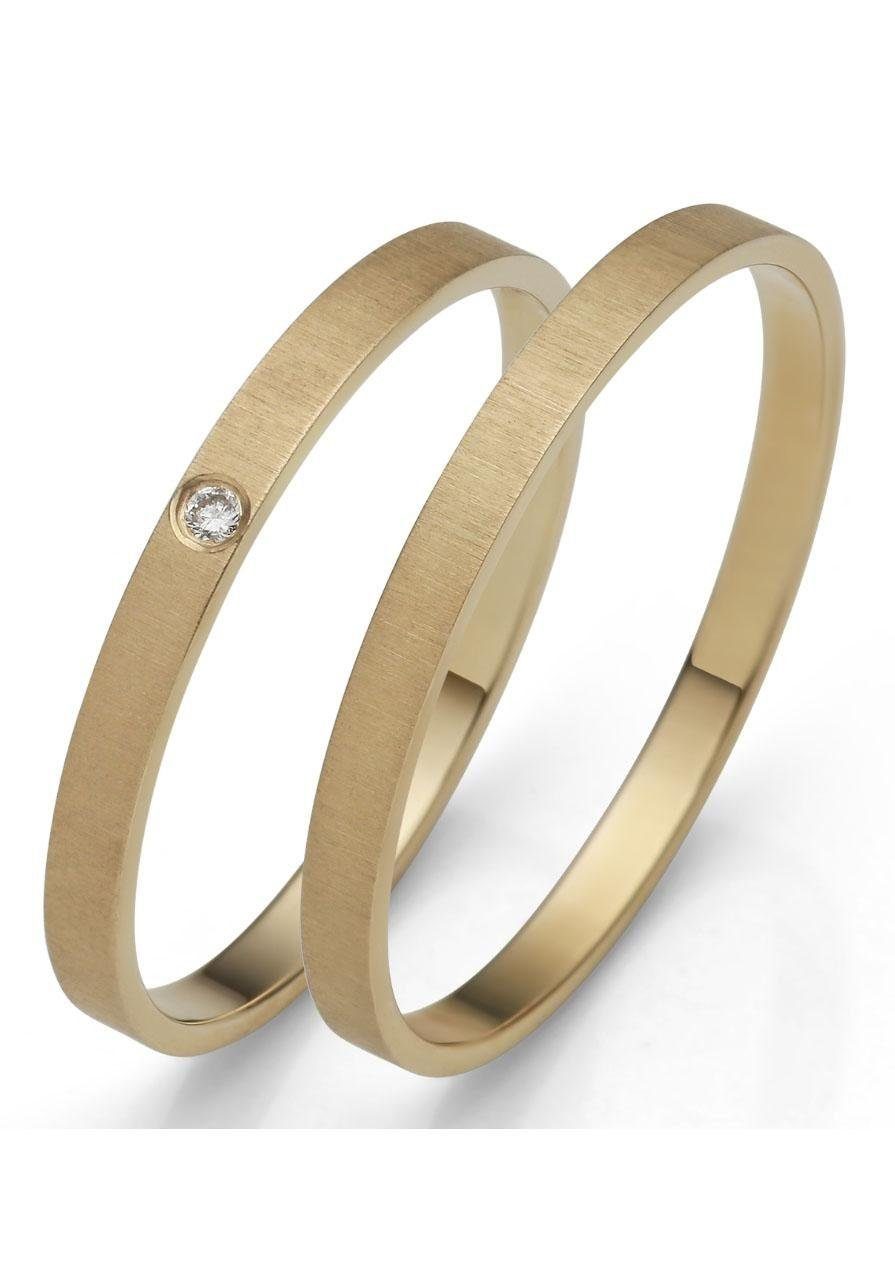 Firetti Trauring Schmuck Geschenk Gold 375 Hochzeit Ehering "LIEBE", Made in Germany - mit o. ohne Brillant/Diamant gelbgoldfarben