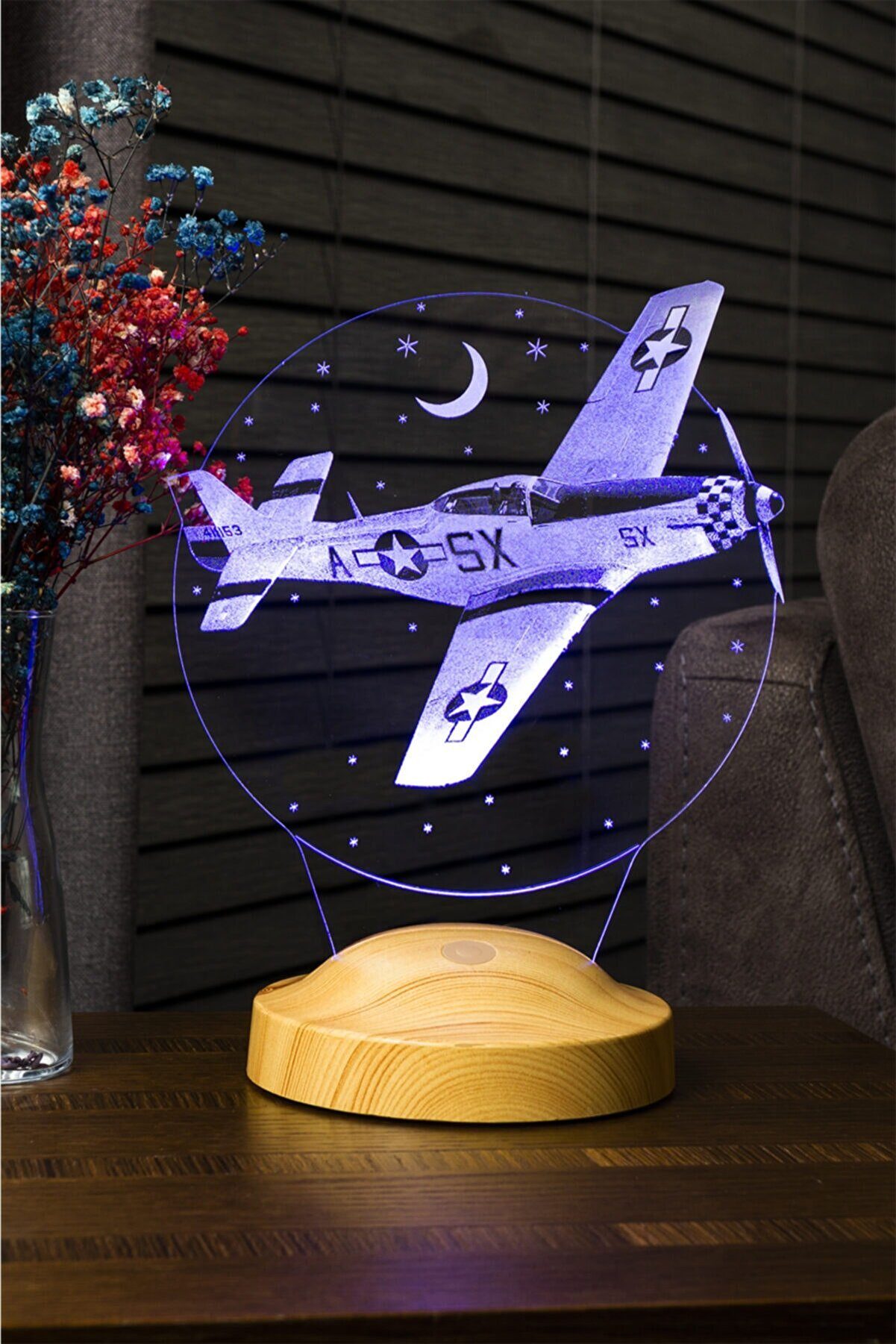Geschenkelampe LED Nachttischlampe Flugzeug 3D Nachtlicht Geschenk für Reiseliebhaber, Leuchte 7 Farben fest integriert, Babys, Geburtstagsgeschenk für Kinder