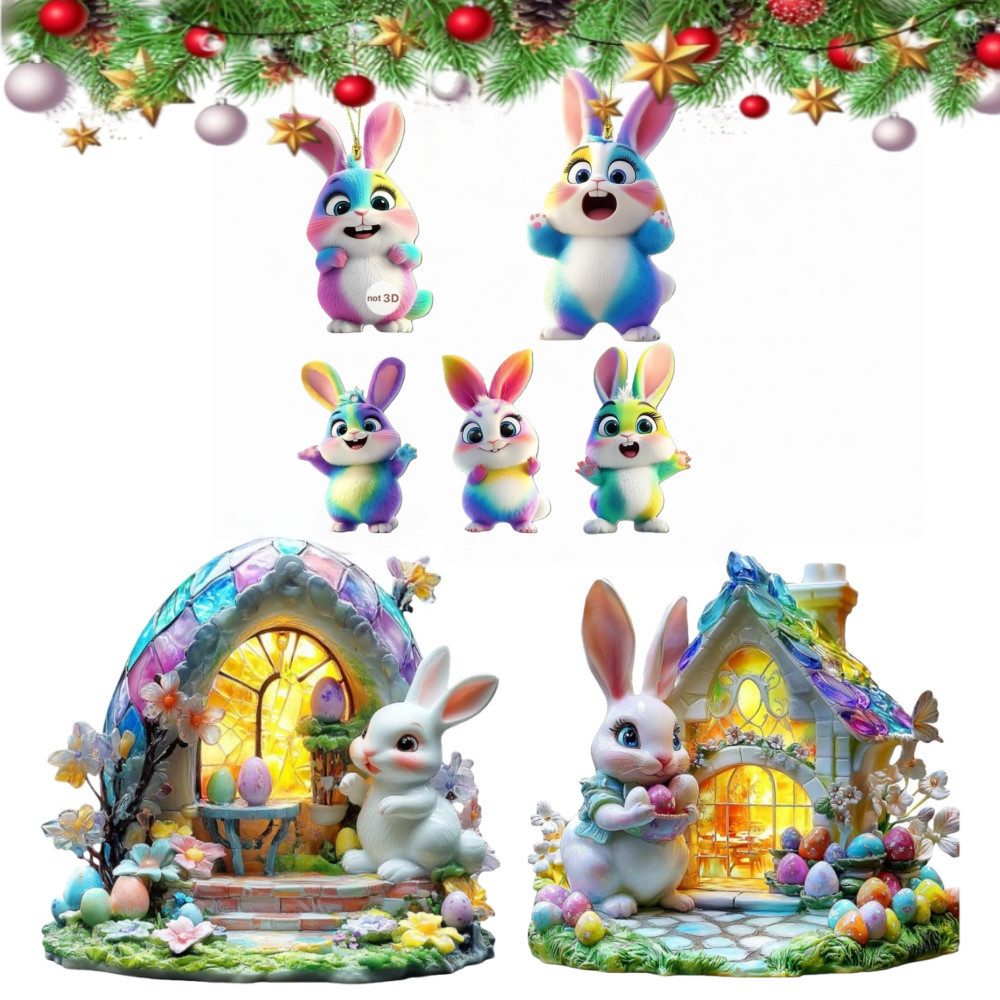 VEKROBOT Dekofigur Osterdekoration Deko Anhänger 2D Kombi Tischdeko für Ostern Hochzeit (1 St., Schafft eine festliche und frühlingshafte Tischdekoration)