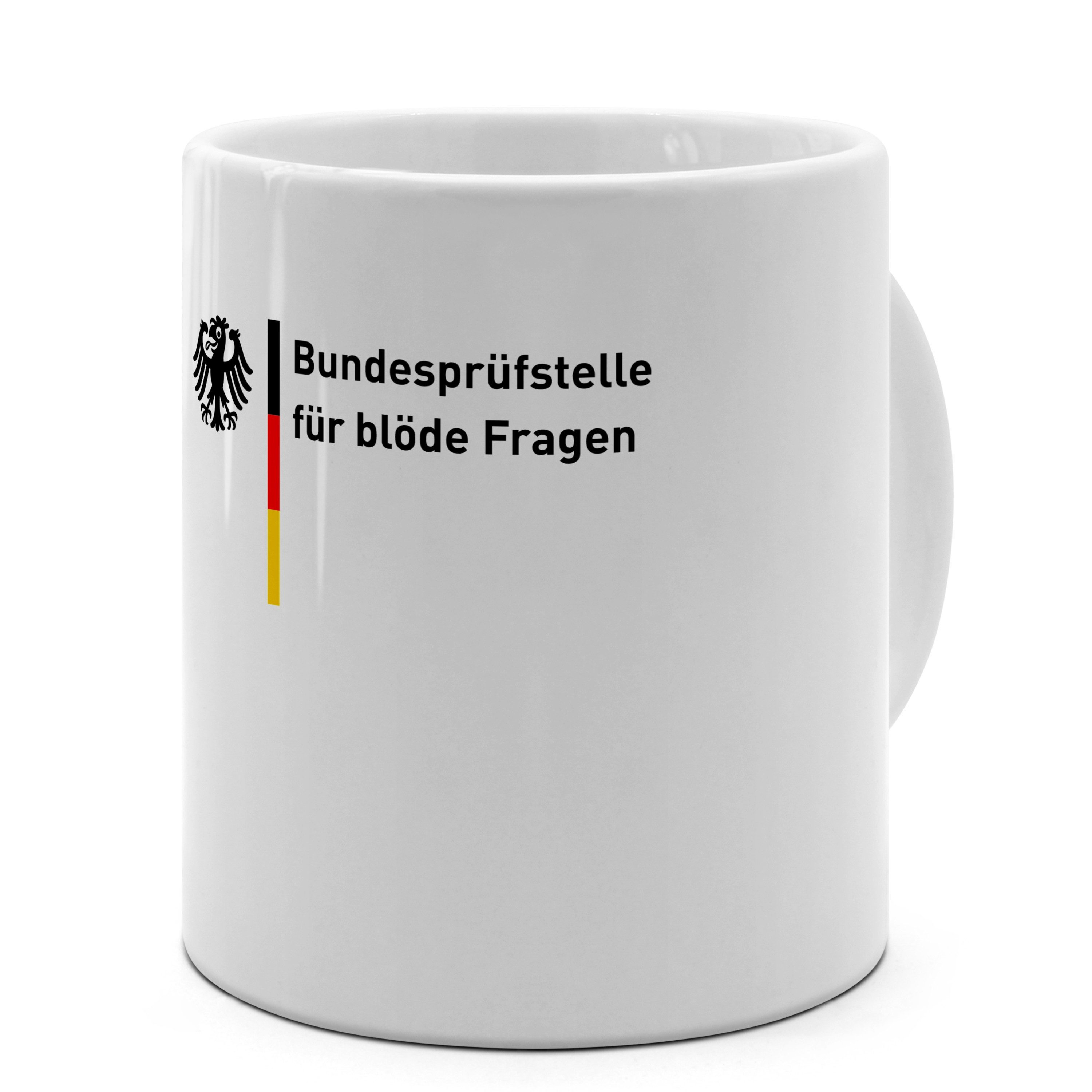 PhotoFancy Tasse mit lustigem Spruch 'Bundesprüfstelle für blöde Fragen' - Sprüchetasse, Tasse Jumbo XXL