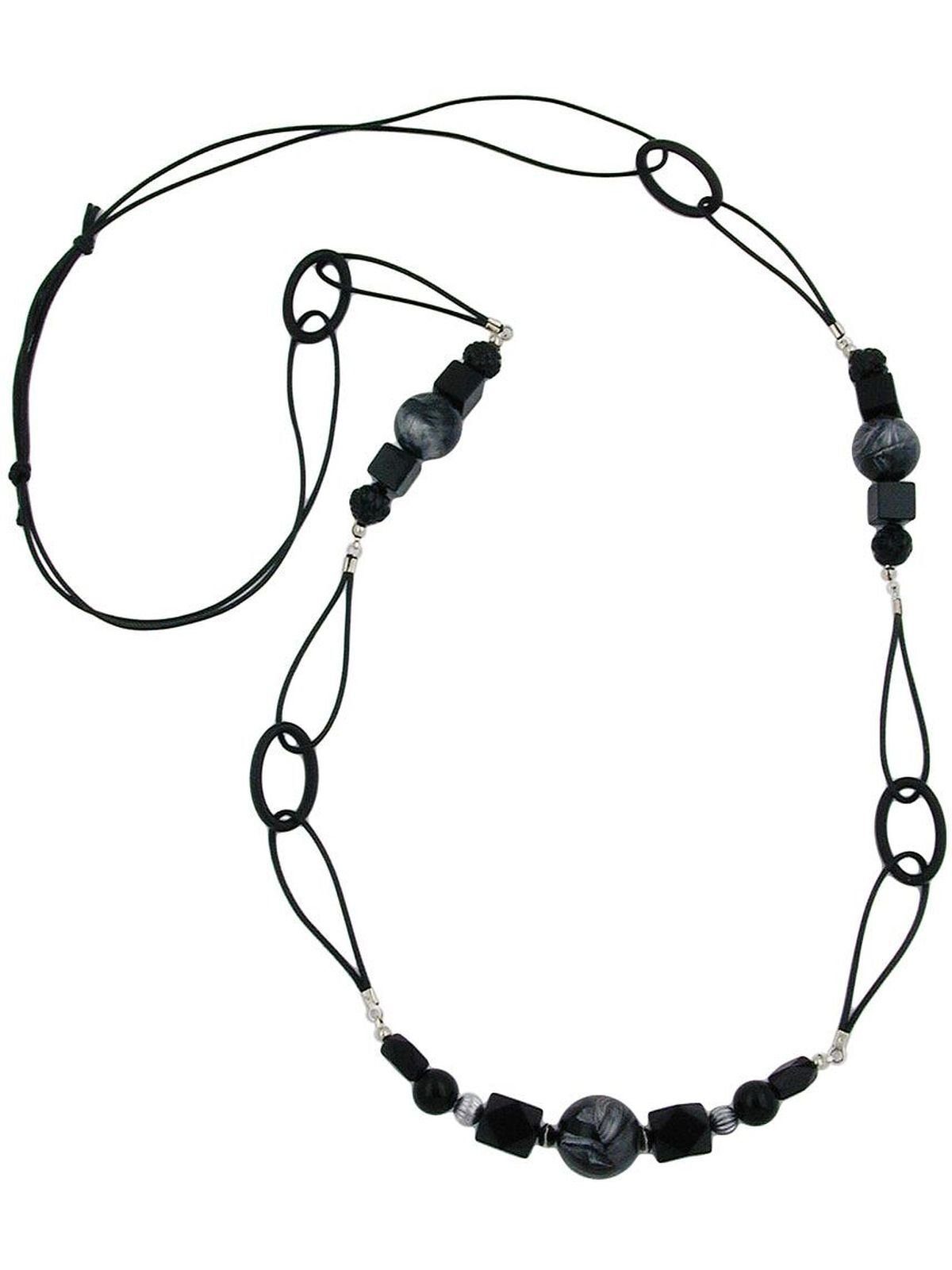 Gallay Perlenkette Kette schwarz und silbergrau (1-tlg)
