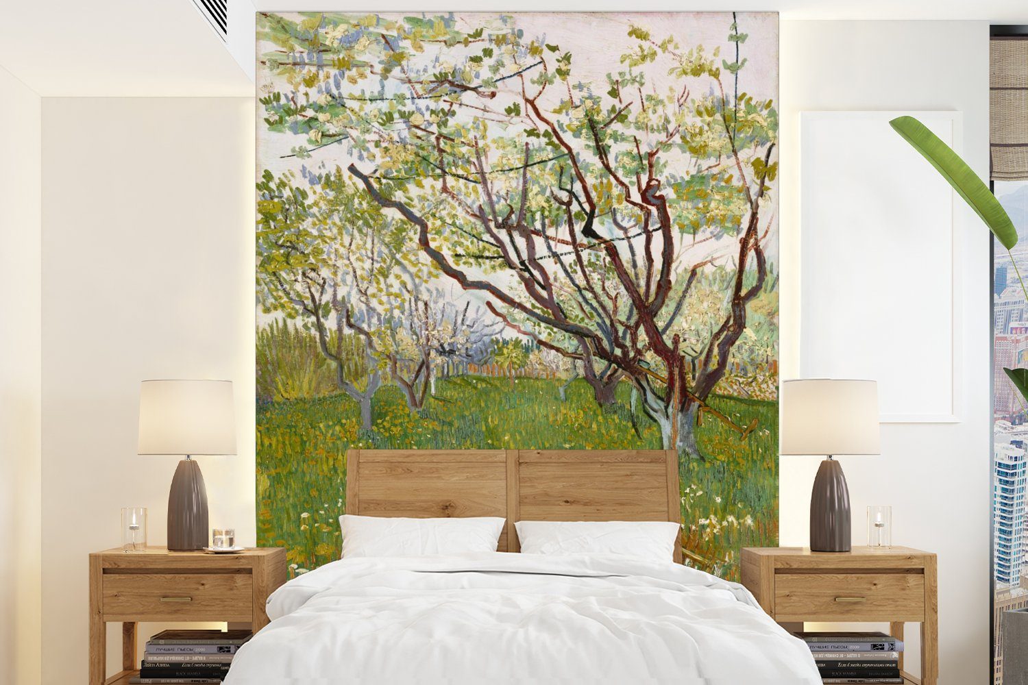 Wandtapete van blühende Wohnzimmer, MuchoWow bedruckt, Montagefertig Tapete Vincent Gogh, Fototapete für (4 Obstgarten Der Vinyl Matt, St), -