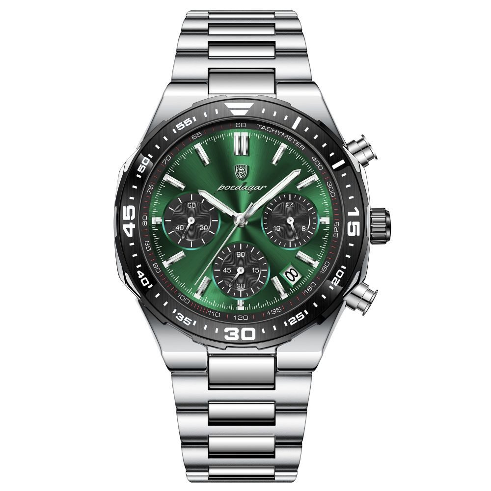 POEDAGAR Quarzuhr Poedagar Chronograph Uhr – Edelstahlgehäuse, Kalender, 4 Farben