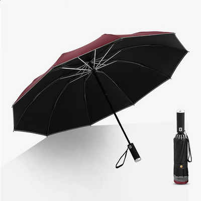 MECO Taschenregenschirm 210T LED Automatischer Regenschirm Faltschirm, 106 cm Spannweite, 10 Rippen Schirm Sturmfest