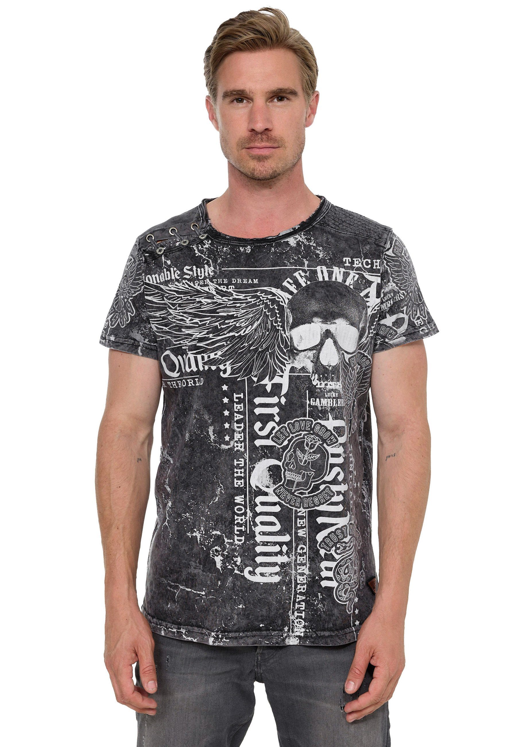 Rusty Neal T-Shirt Rusty Neal mit Allover-Print schwarz