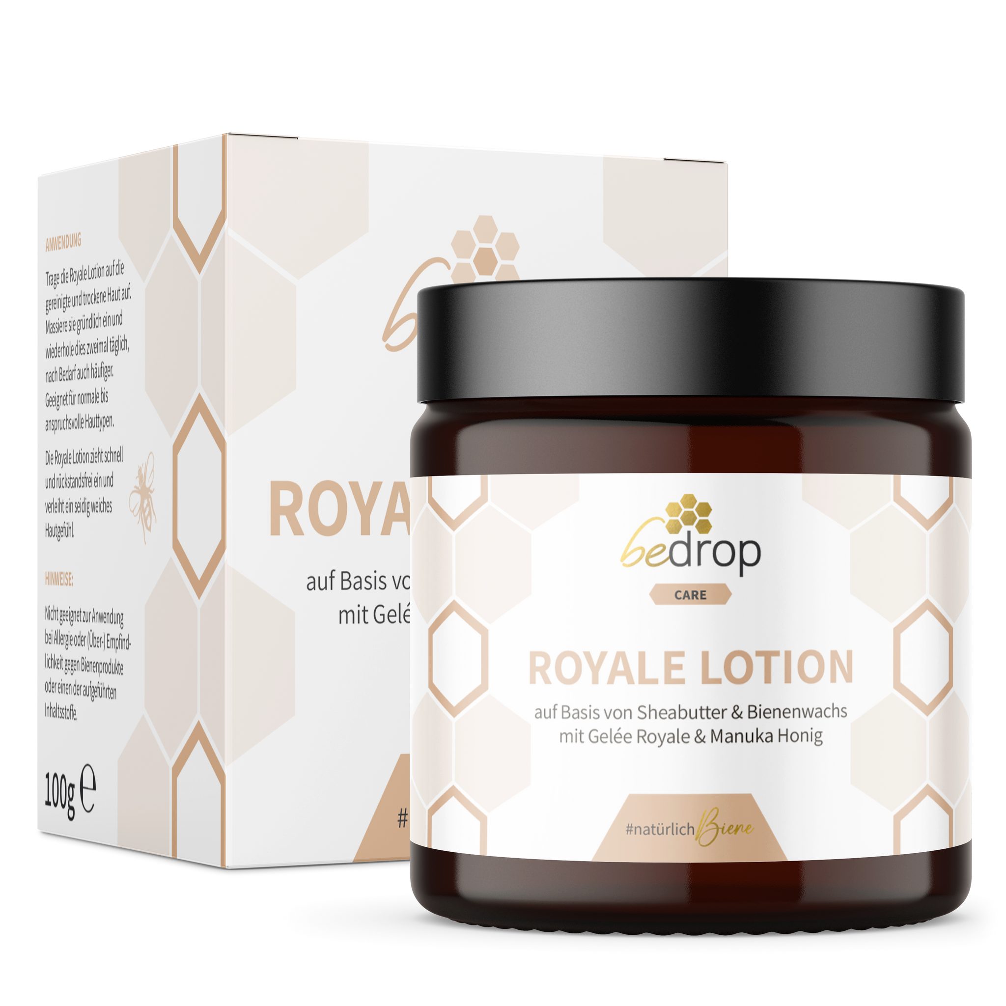 bedrop Körpercreme Royale Lotion mit Gelée Royale, Sheabutter und Manuka Honig, für eine natürliche, feuchtigkeitsspendende Pflege