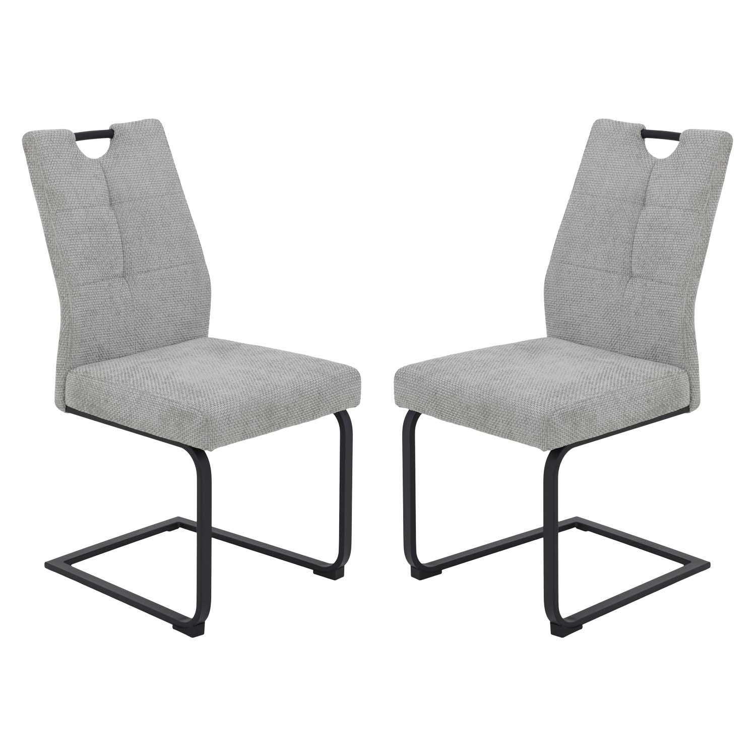 Freischwinger 2er Set XL Schwingstuhl Malea - Webstoff Grau
