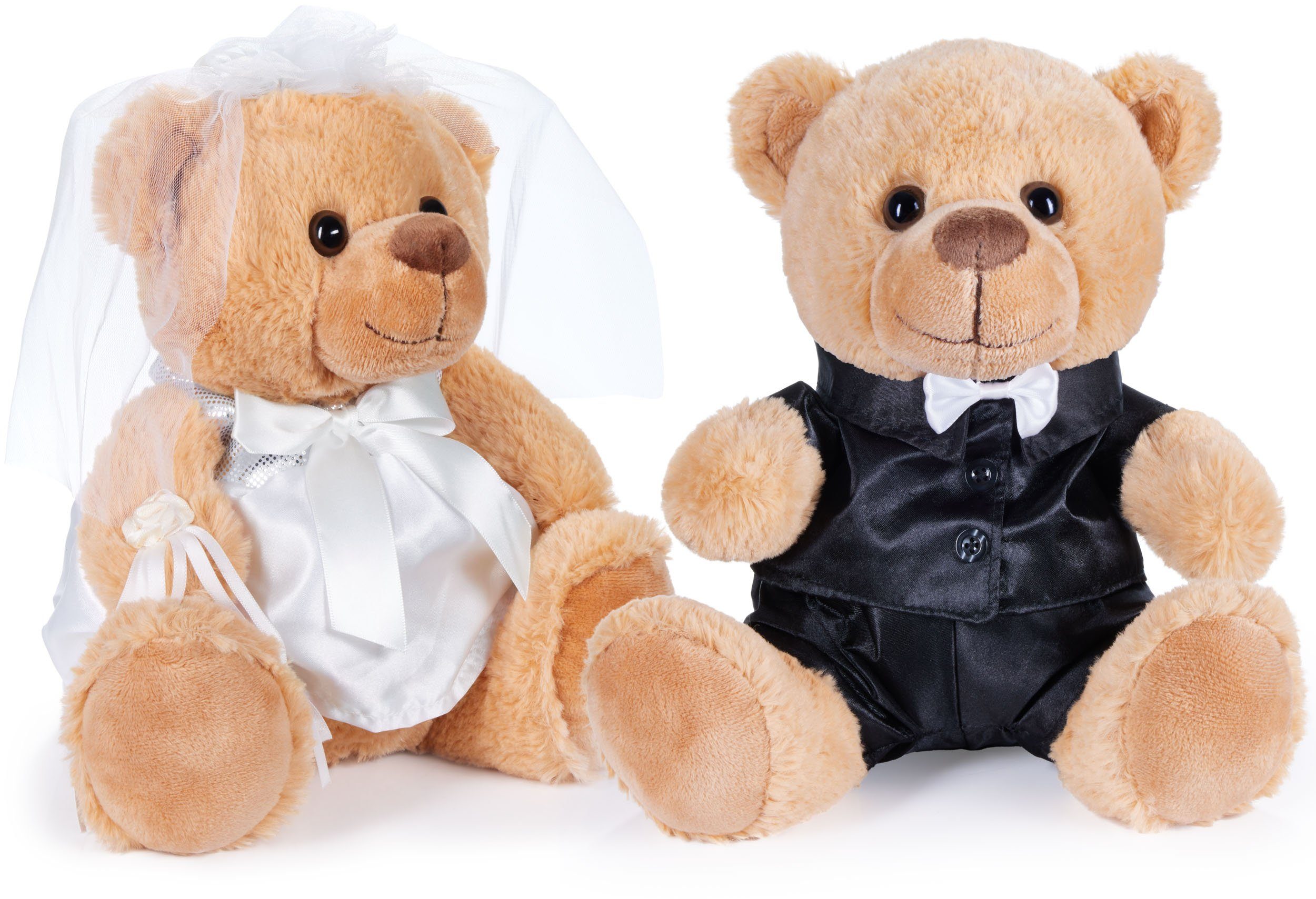 Teddy Kuscheltiere und für und 1-St., Teddybär Kuscheltier (Hochzeitsgeschenk Anzug Geschenk mit Braut für Bräutigam BRUBAKER Brautpaar, Verlobung Hochzeitspaar - Brautkleid), und Hochzeit 25 cm Set