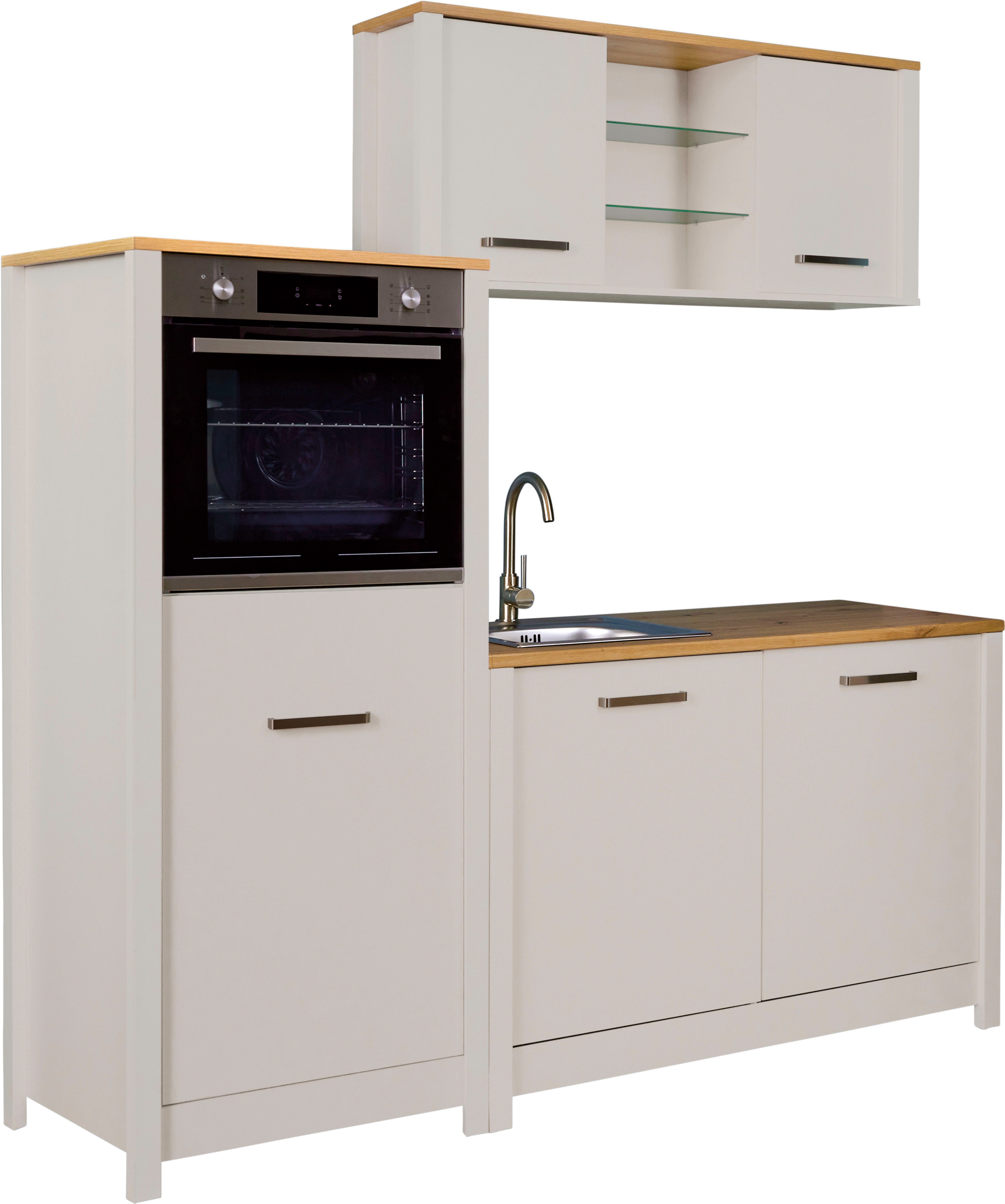 Inter Link Küchenzeile Pienza, Einbauküche, Küchenblock, Küchenmodul, Kompaktküche, Ohne E-Geräte für Spülmaschine Backofen Kühlschrank B: 200 cm