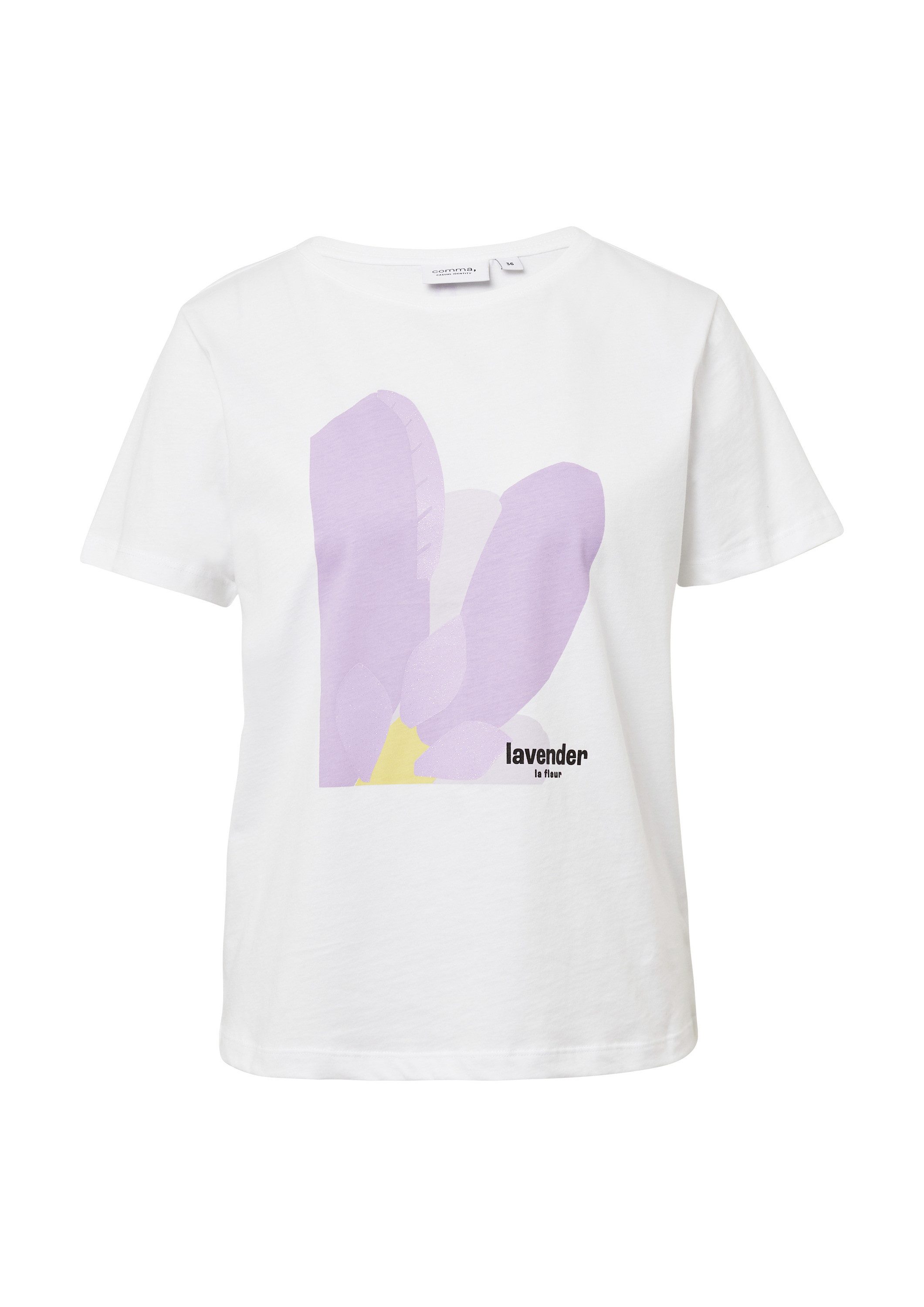 comma Kurzarmshirt T-Shirt Baumwoll-T-Shirt mit Frontprint günstig online kaufen
