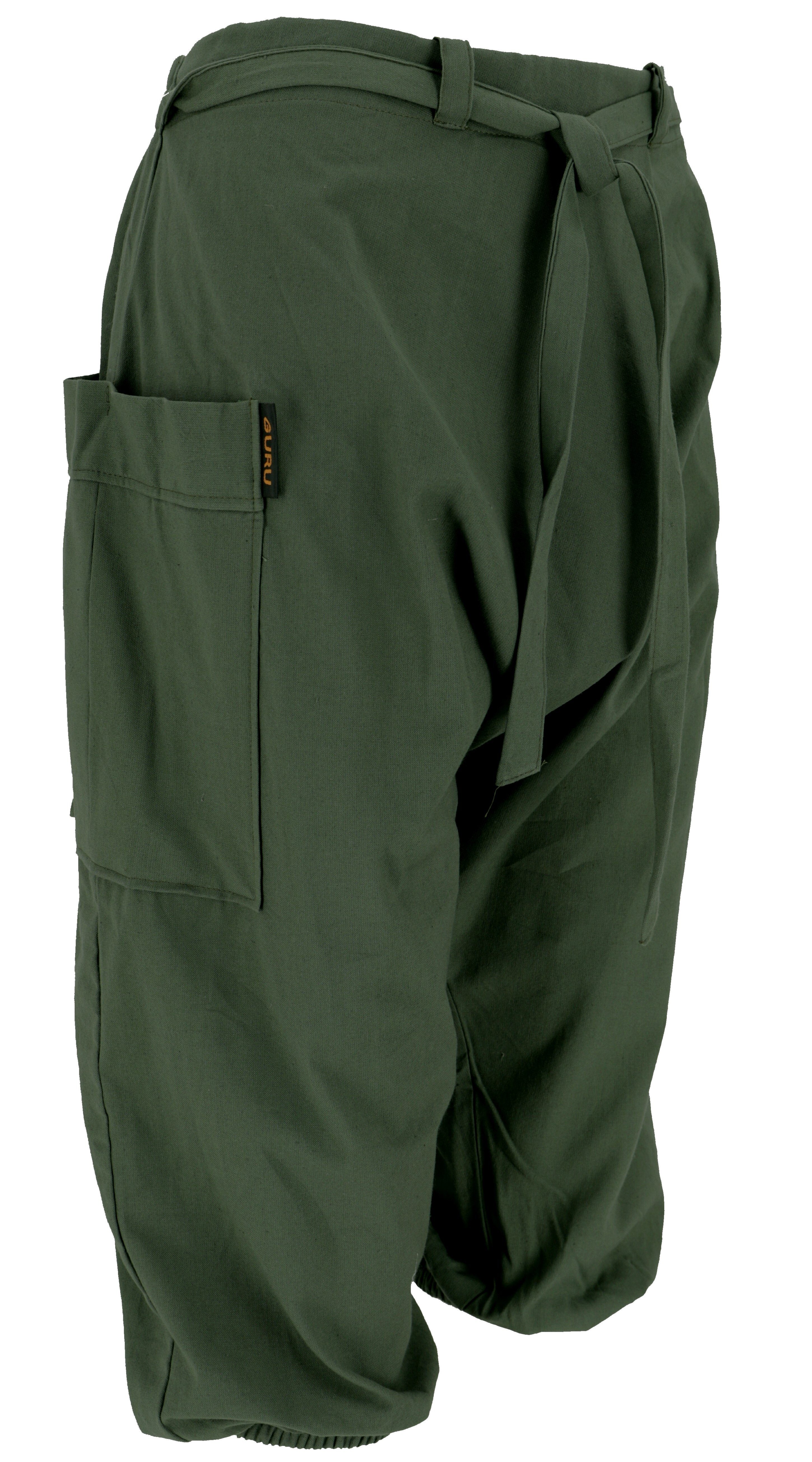 Guru-Shop Relaxhose Baggy Shorts, Sarouel Hose - khakigrün Ethno Style, alternative Bekleidung – Bild 4 von 5
