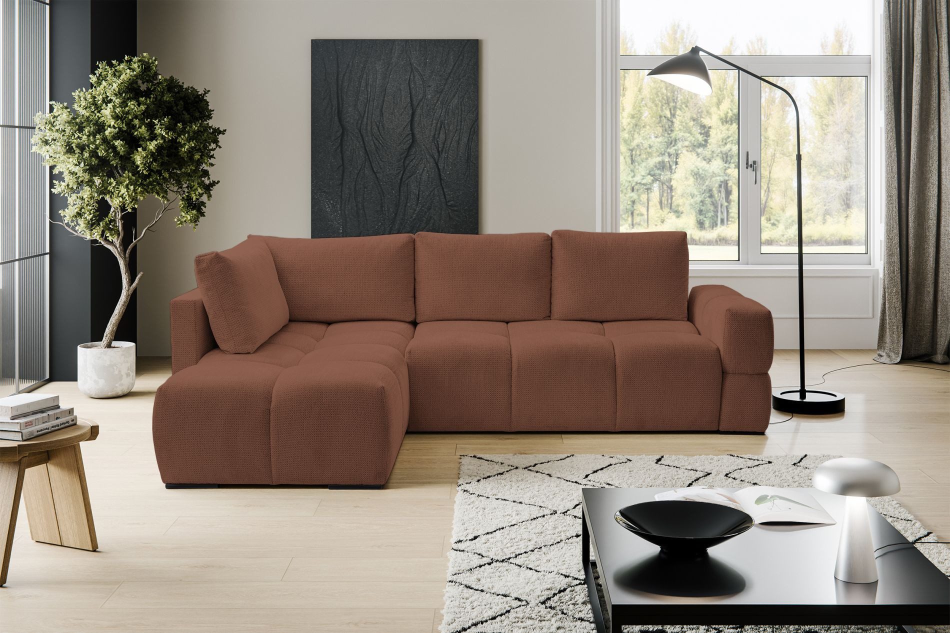 Selsey Ecksofa TAREMI, Schlafsofa mit Bettkasten, hydrophobem Chenille, beidseitig montierbar