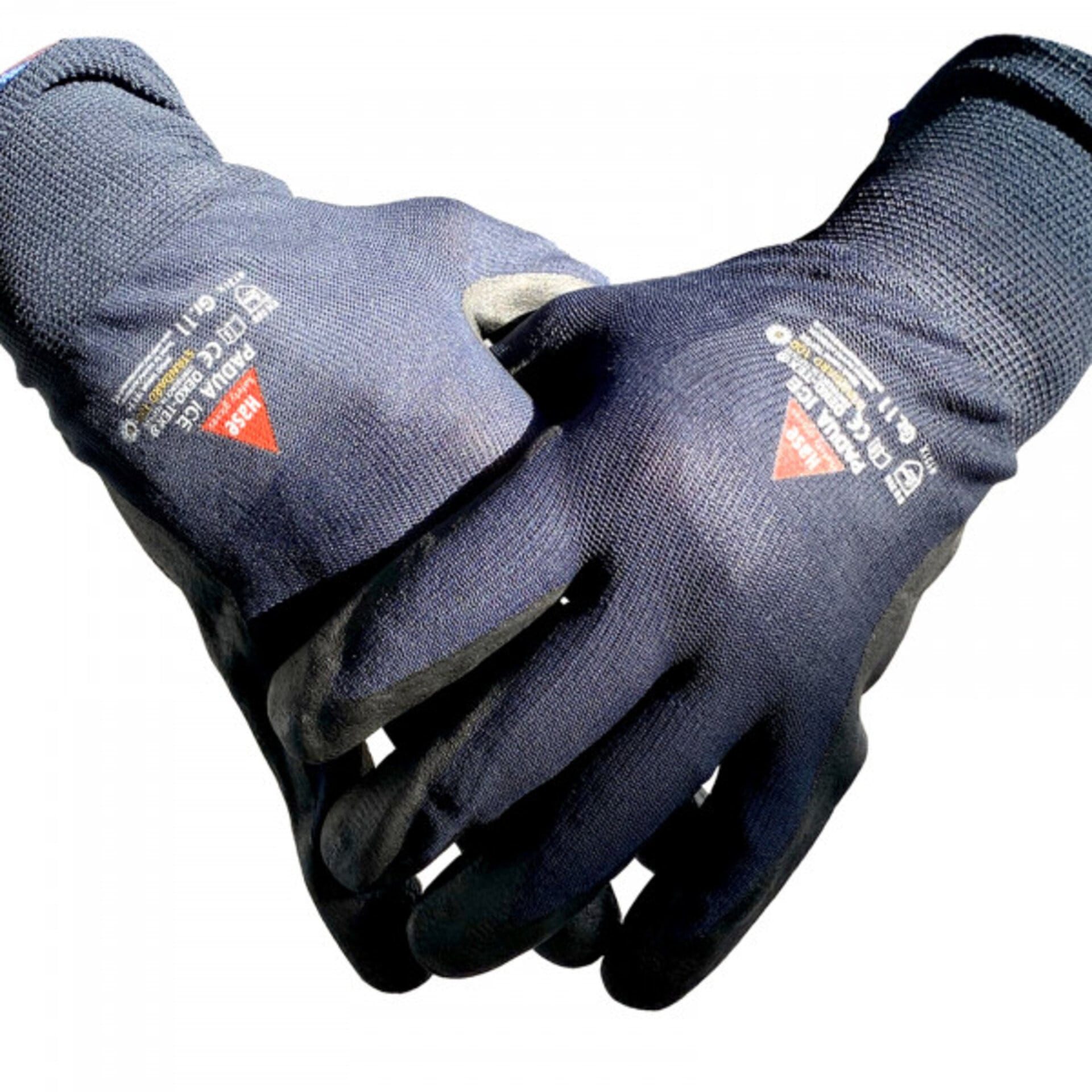 Hase Safety Gloves Arbeitshandschuhe 508660 Padua ice Montagehandschuh Nylon Nitrilschaum (Packung, 12-St., VPE= 12 Paar, Gr 7-11) Diamond Grip/ Atmungsaktiv