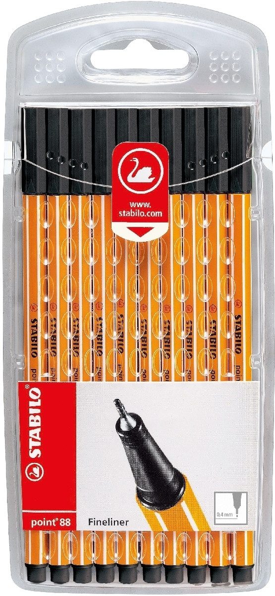 STABILO Fineliner Fineliner point 88 Etui 0,4 mm schwarz Etui VE=10 Stück