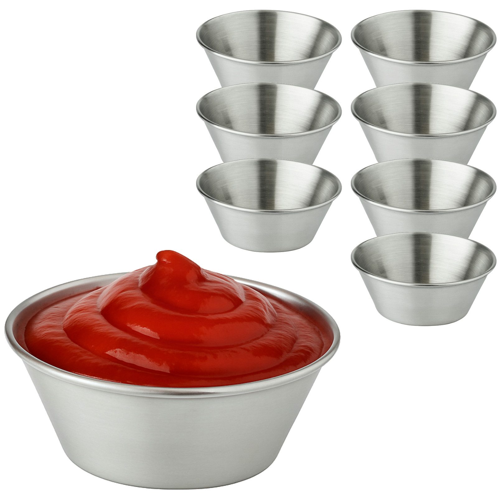 Koopman Servierschale Dipschale Soßenschale Edelstahl Schale 6x2,5cm 8er Set, Edelstahl, (8-tlg), 8tlg, Spülmaschinengeeignet, Rostfrei, für Saucen / Dips, Langlebig